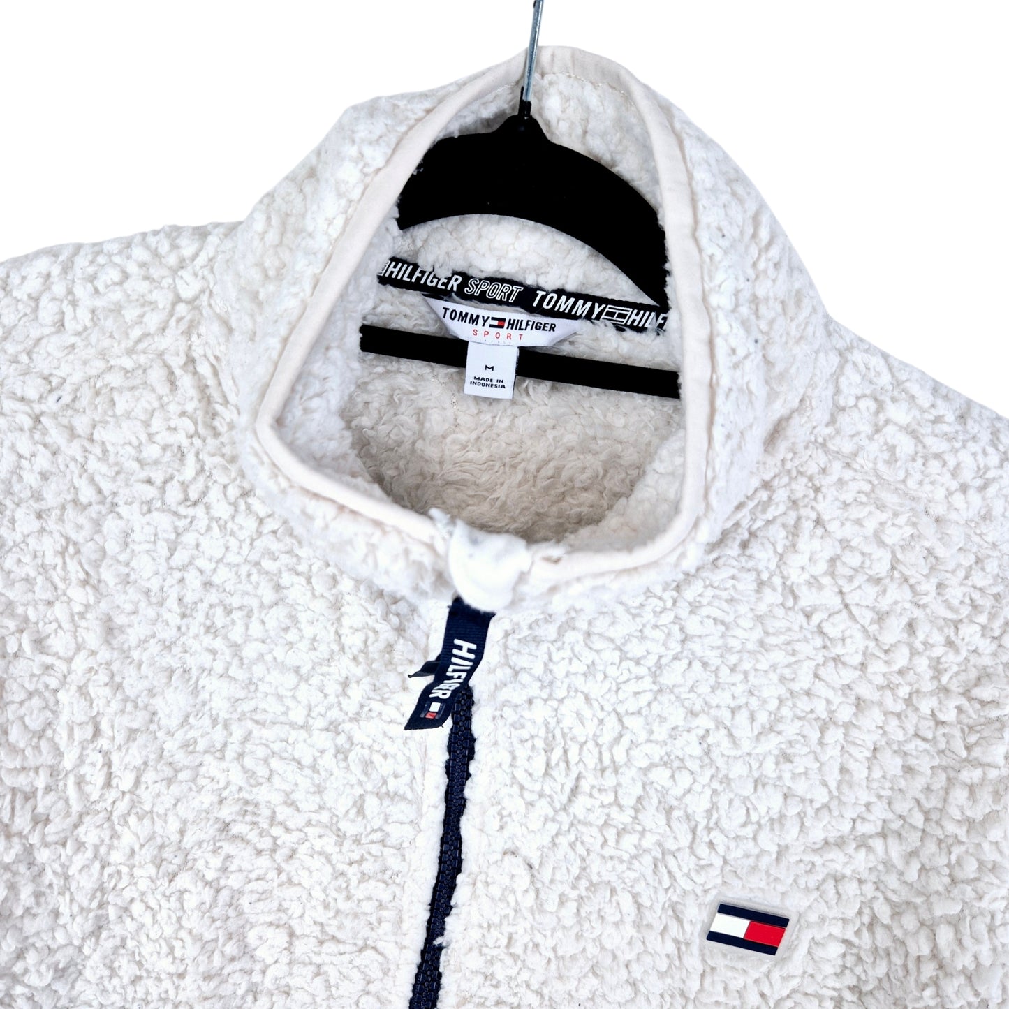 Tommy Hilfiger Sport Womens White & Dark Blue Half Zip Fleece Jumper Size M