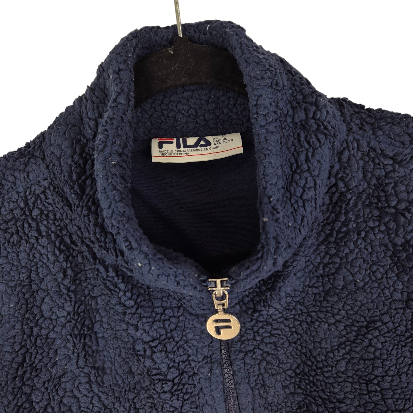 FILA Dark Blue Embroidered Fleece Zip Jumper Size XL