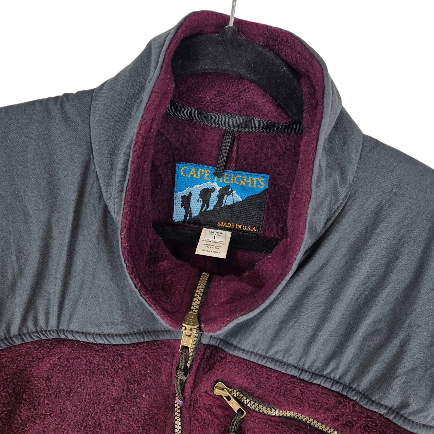 Vintage Cape Heights 90's Burgundy USA Fleece Zip Jumper Size L
