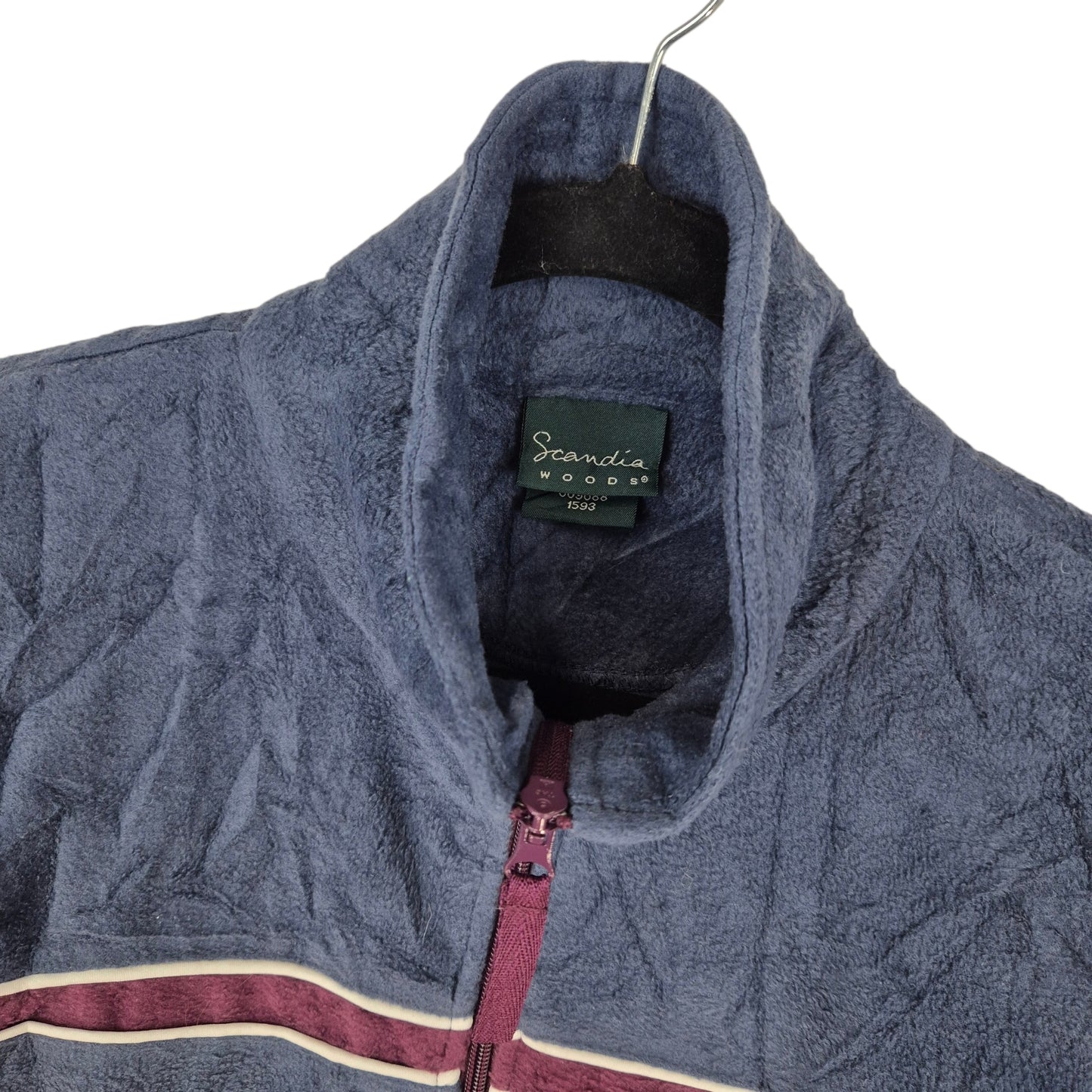 Vintage Scandia Woods 90's Burgundy & Blue Fleece Zip Jumper Size L