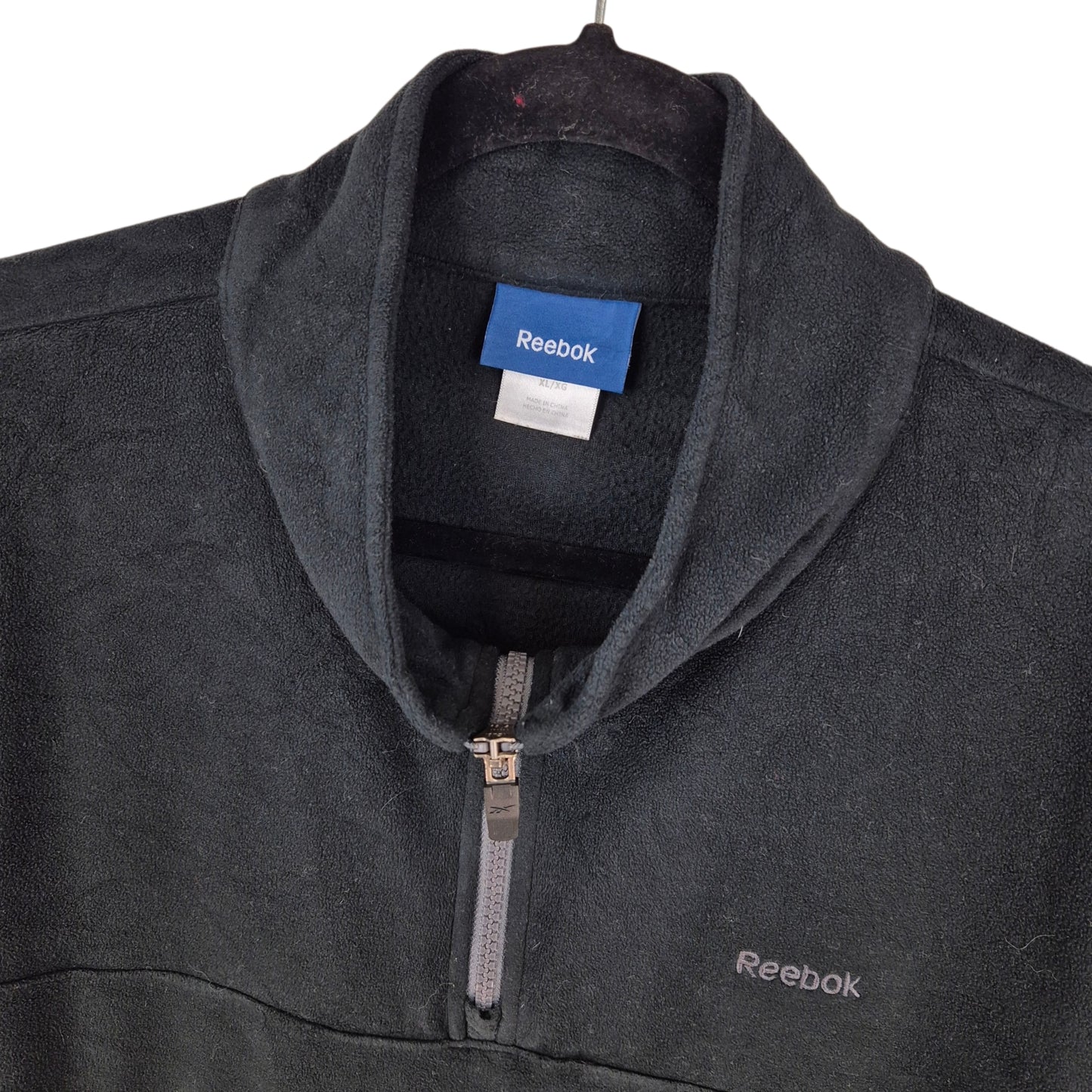 Reebok Black Quarter Zip Fleece Jumper Size XL