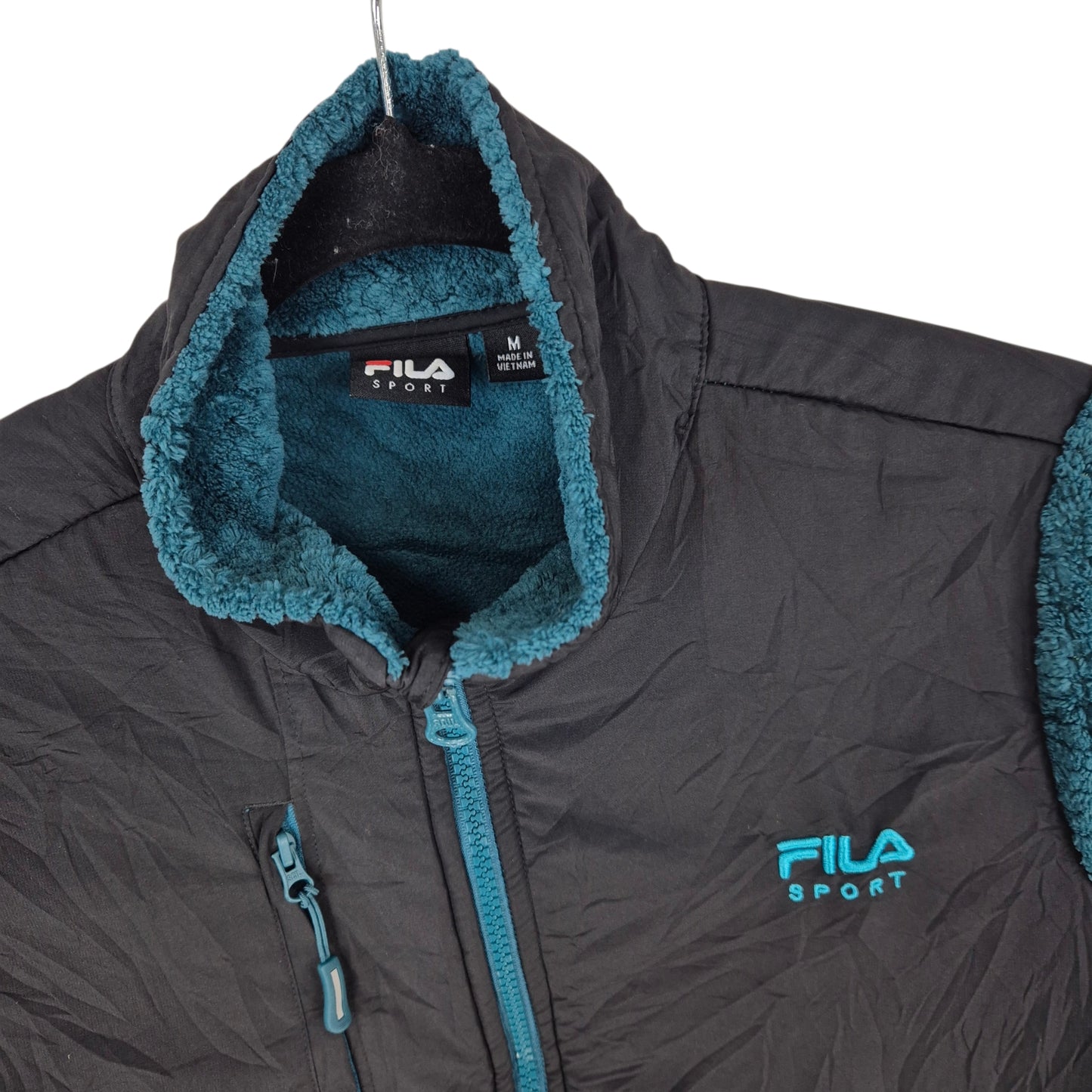 FILA Sport Womens Aqua Green Fleece Zip Jumper Size M