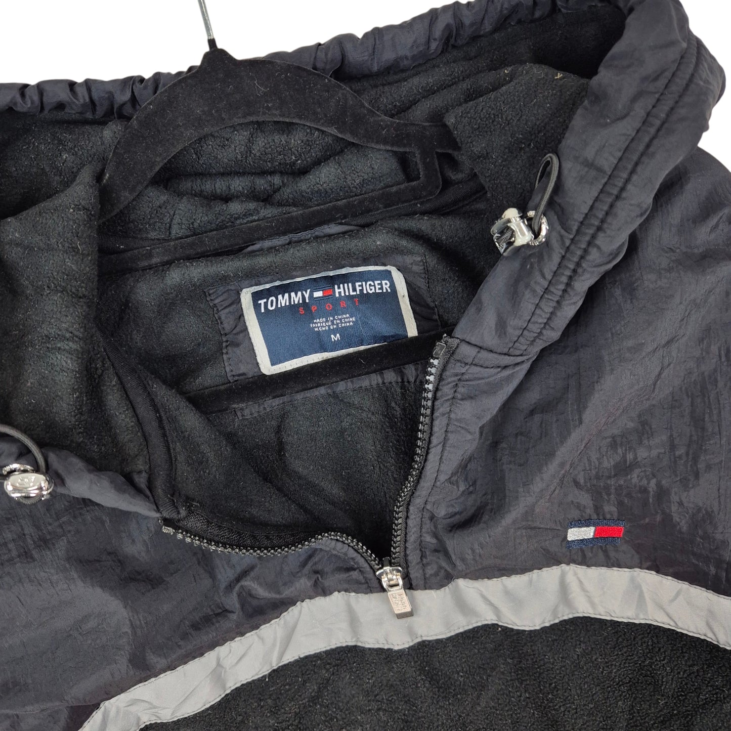 Tommy Hilfiger Sport Womens Black Hooded Fleece Jumper Size M