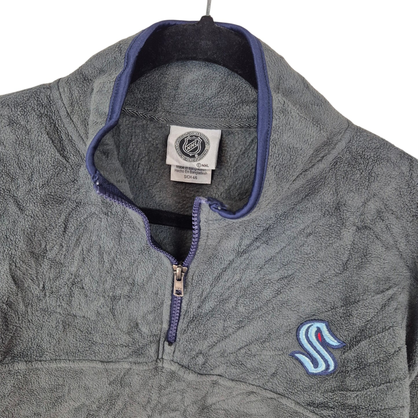 NHL Seattle Kraken Grey Quarter Zip Fleece Jumper Size S