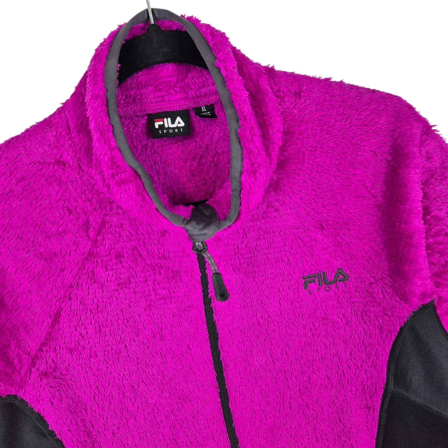 FILA Sport Womens Magenta Fleece Zip Jumper Size XL