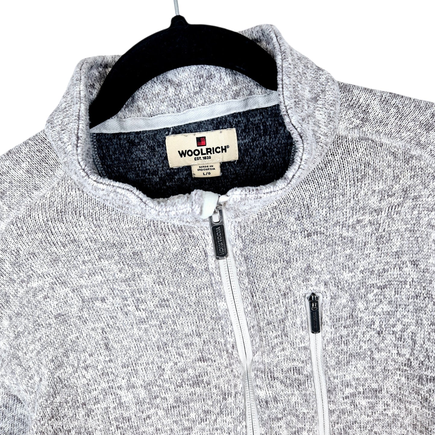 Woolrich Light Grey Quarter Zip Fleece Jumper Size L