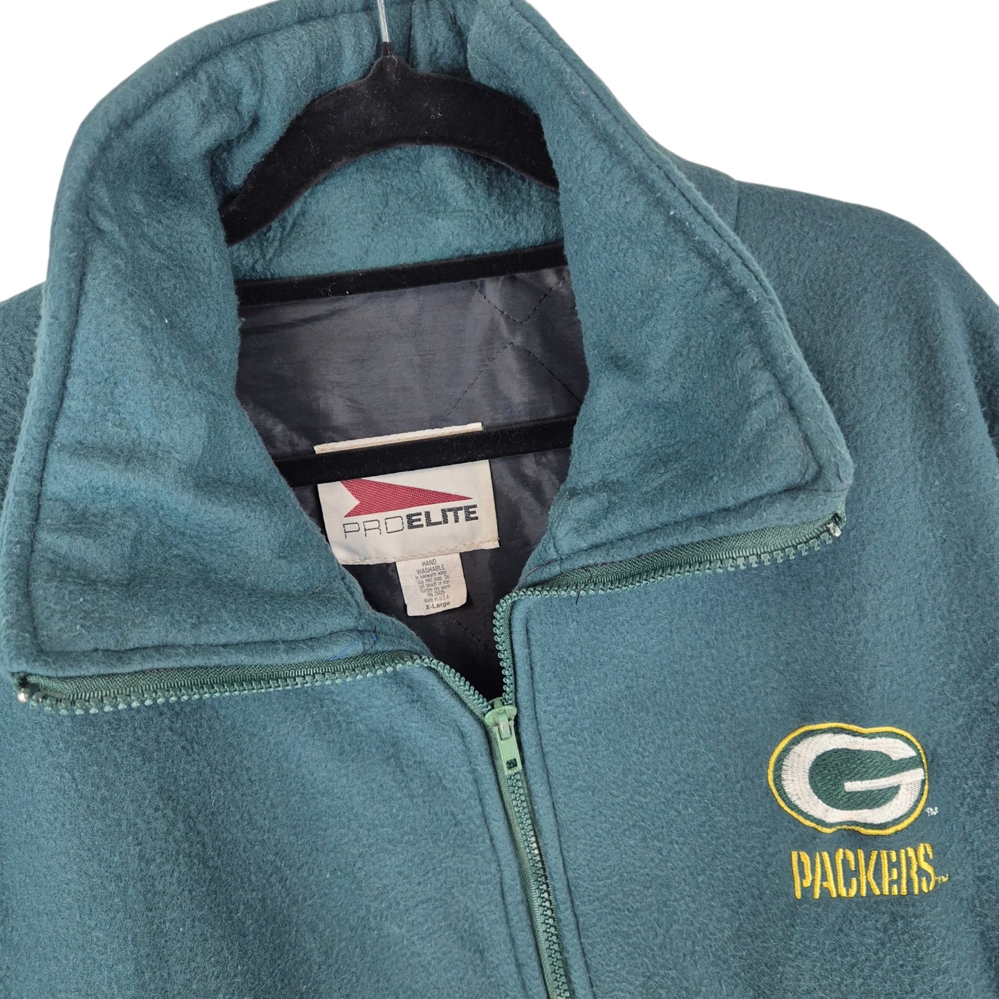 Vintage Pro Elite Green Bay Packers 90's Green Quilted Fleece Jacket Size XL