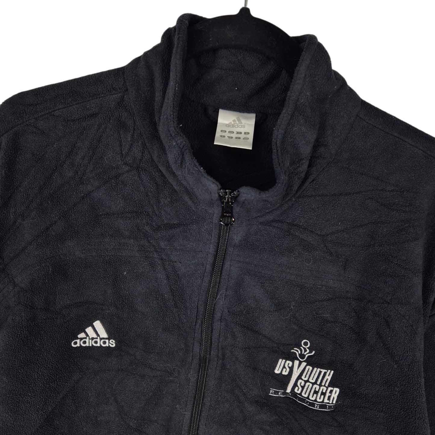 Vintage Adidas 2000's US Youth Soccer Black Fleece Jumper Size L