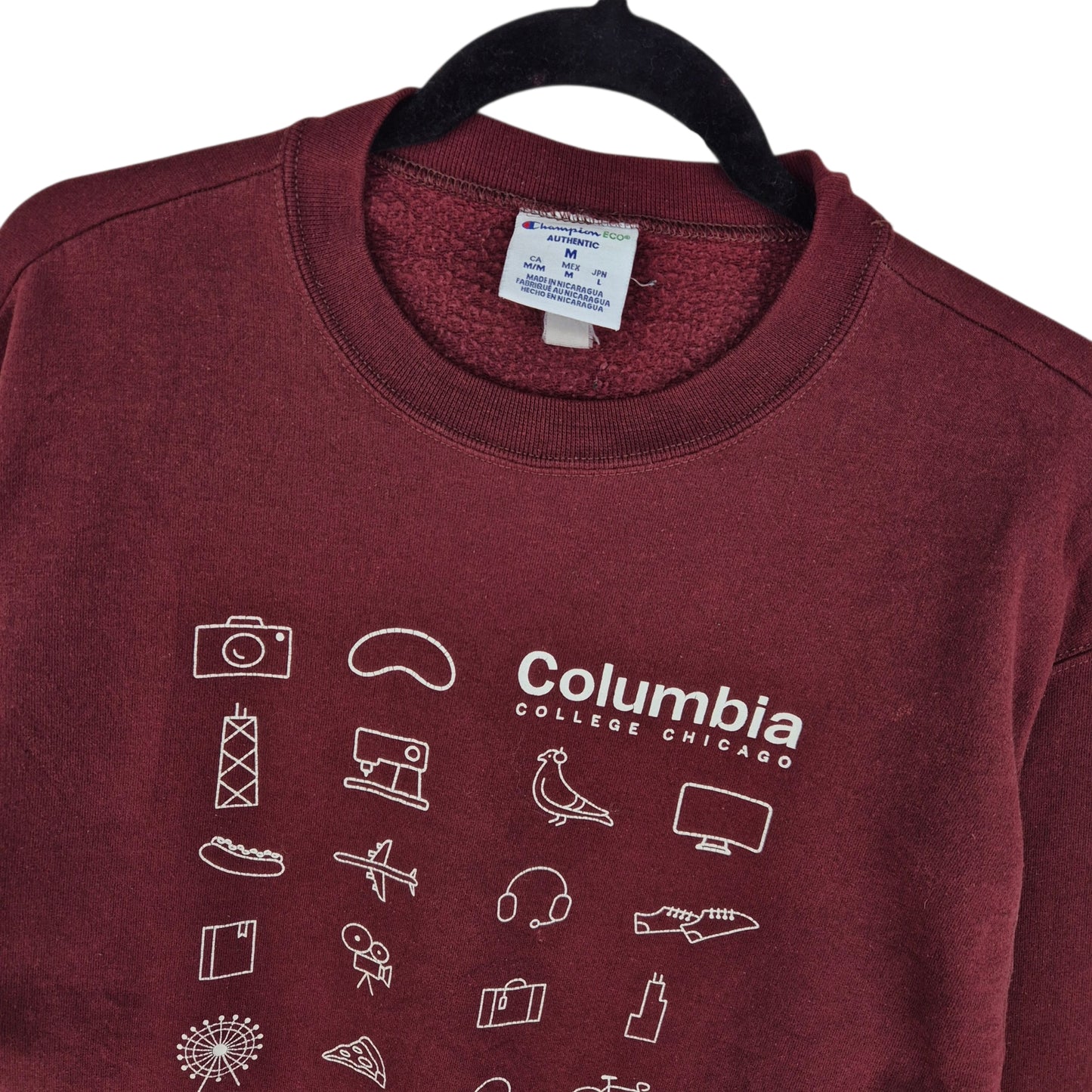 Champion Columbia College Chicago Burgundy Crewneck Sweater Size M