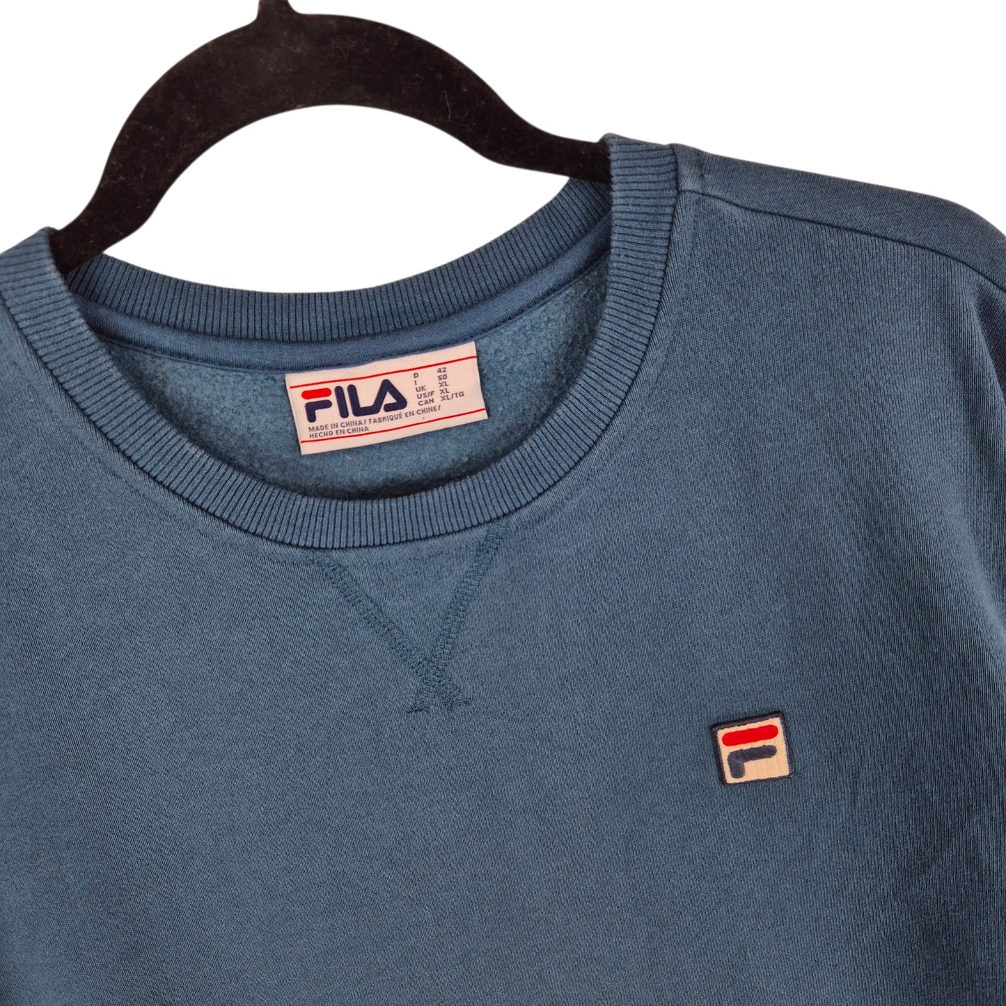 FILA Aqua Blue Cotton Crewneck Sweater Size XL