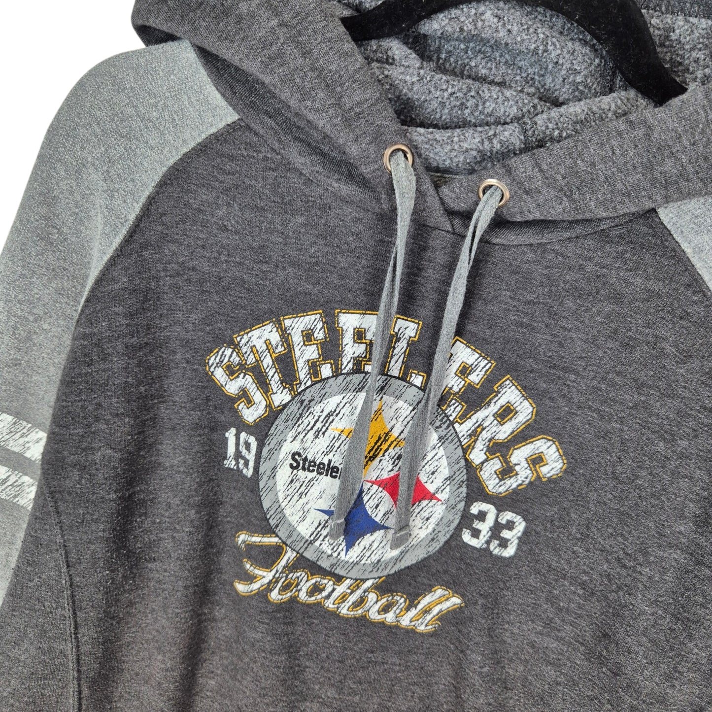 NFL Team Apparel Womens Pittsburgh Steelers Grey Cotton Hoodie Size L