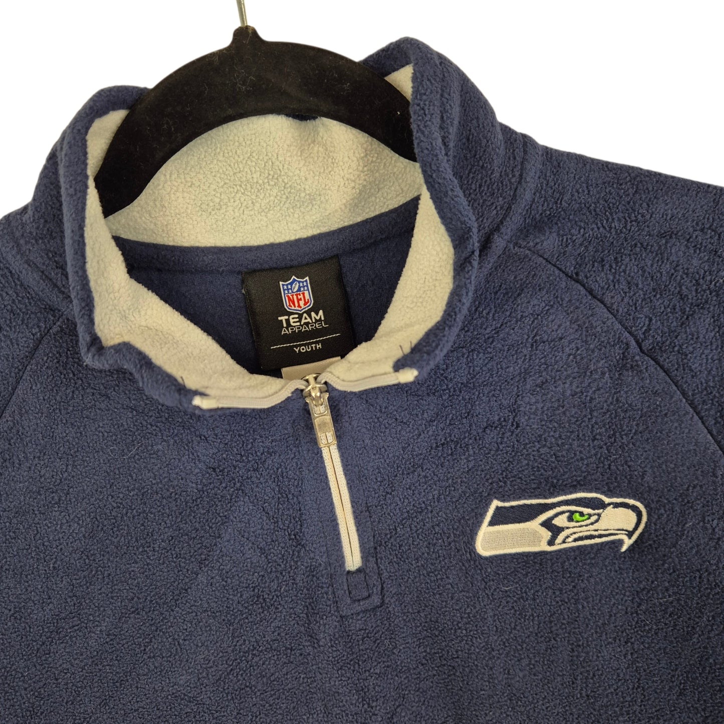 NFL Seattle Seahawks Dark Blue Quarter Zip Fleece Jumper Size S