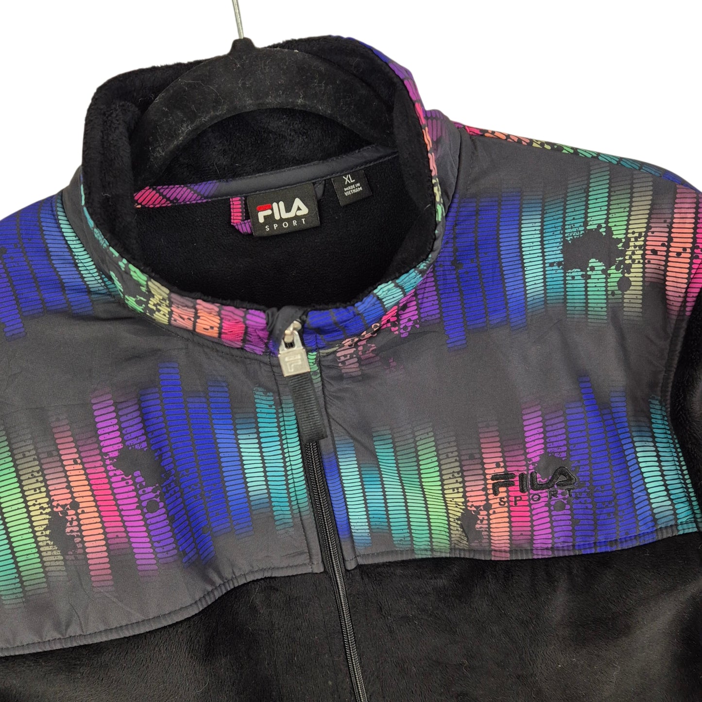 FILA Sport Womens Black Mink Fleece Zip Jumper Size XL