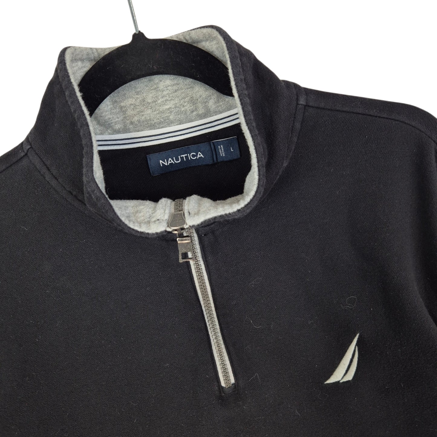 Nautica Black Quarter Zip Sweater Size L