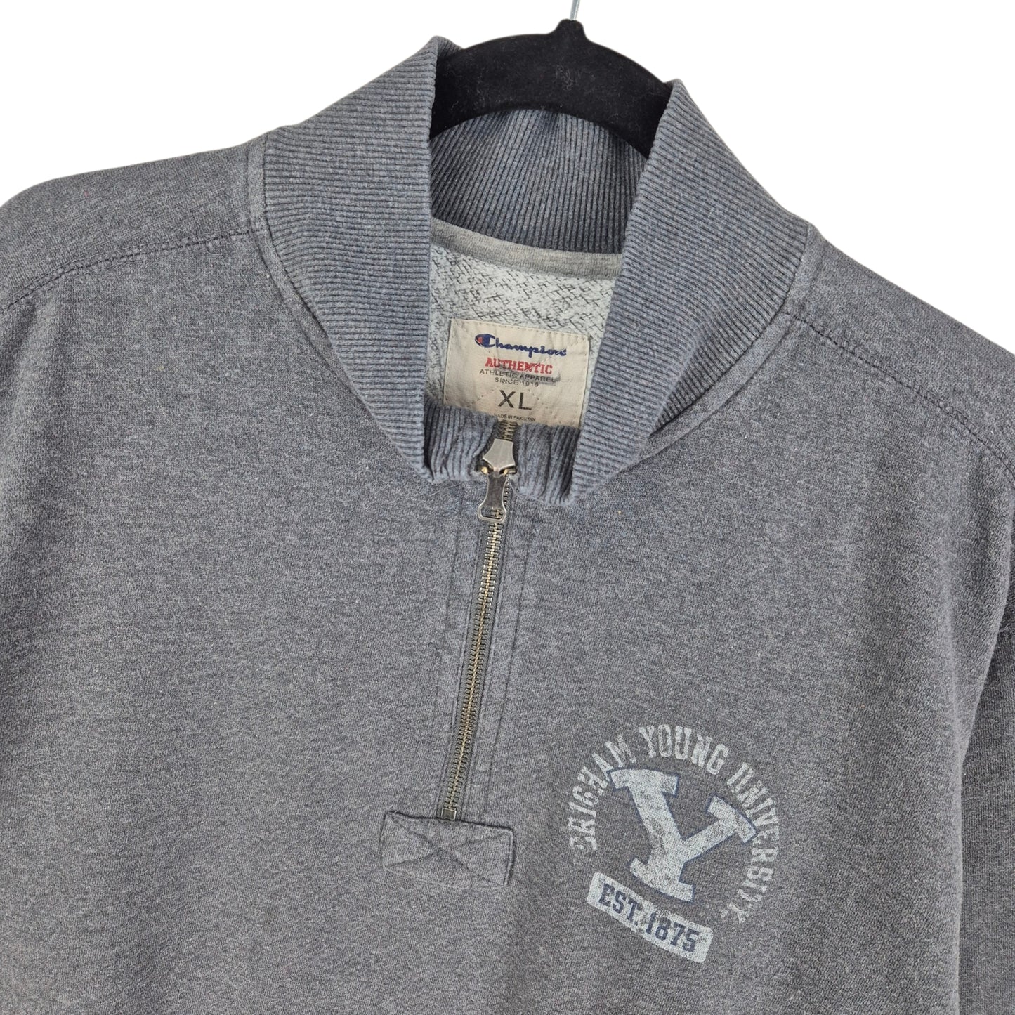 Champion Brigham Young University Grey Quarter Zip Sweater Size XL