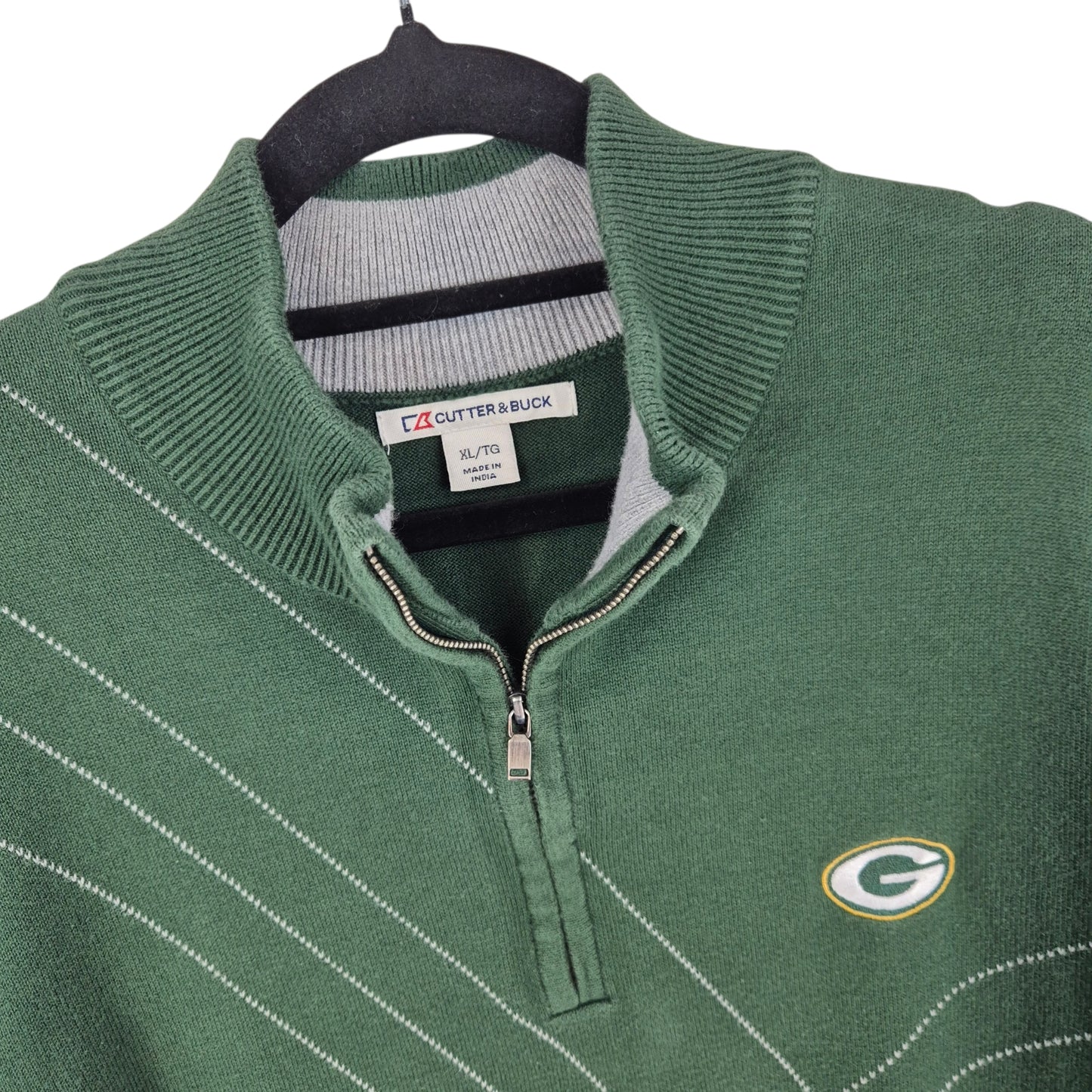 Cutter & Buck Green Bay Packers Quarter Zip Knit Sweater Size XL