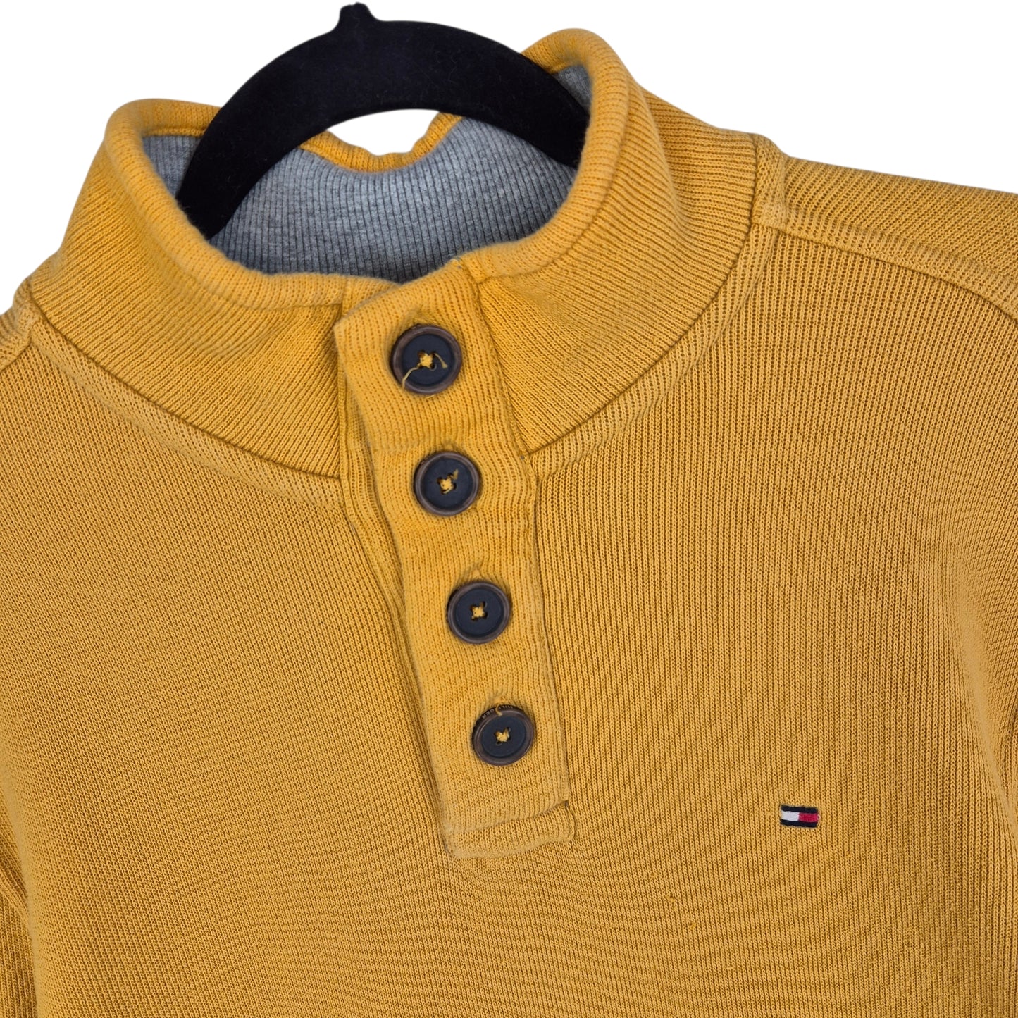 Tommy Hilfiger Yellow Quarter Button Knit Sweater Size M
