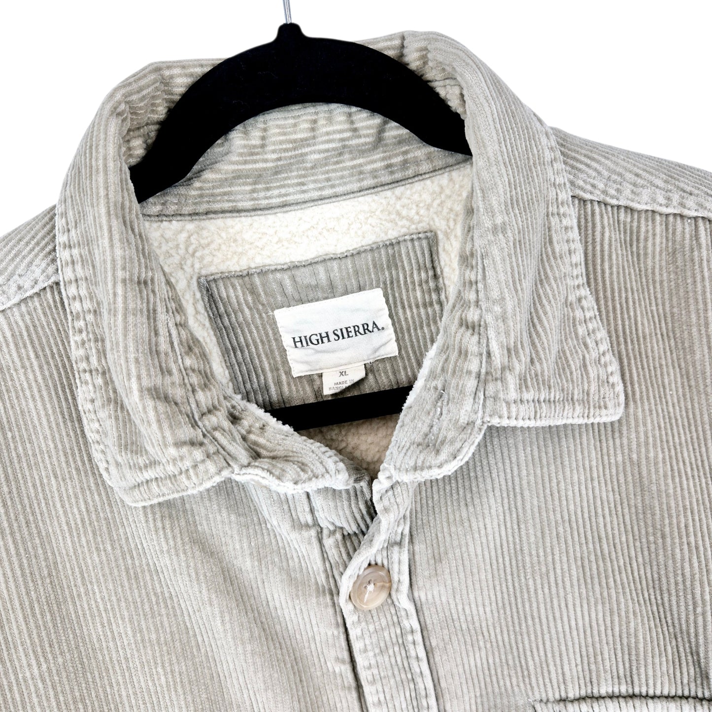 High Sierra Light Brown Heavy Fleece Insulated Corduroy Button Jacket Size XL