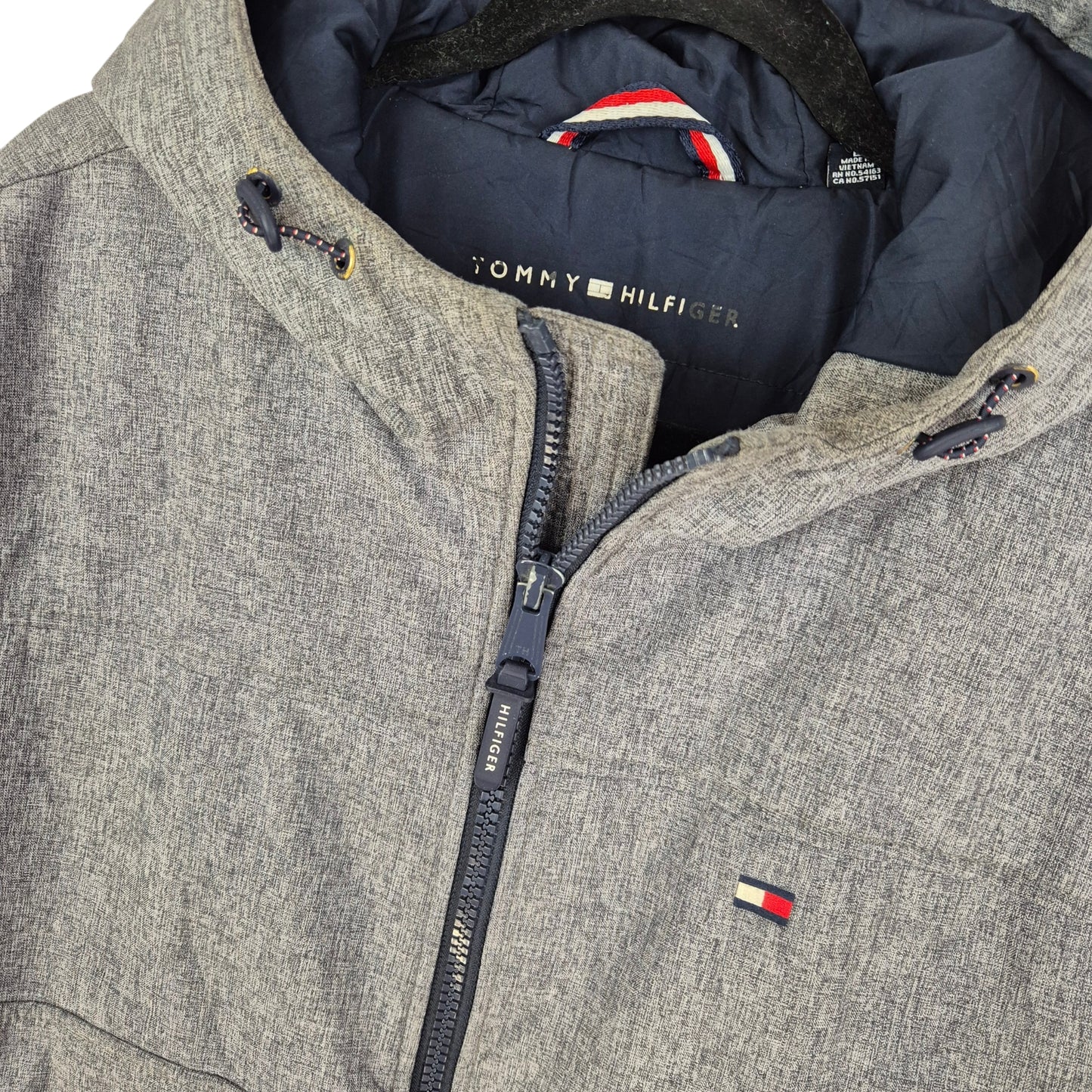 Tommy Hilfiger Grey Heavy Quilted Windbreaker Jacket Size L
