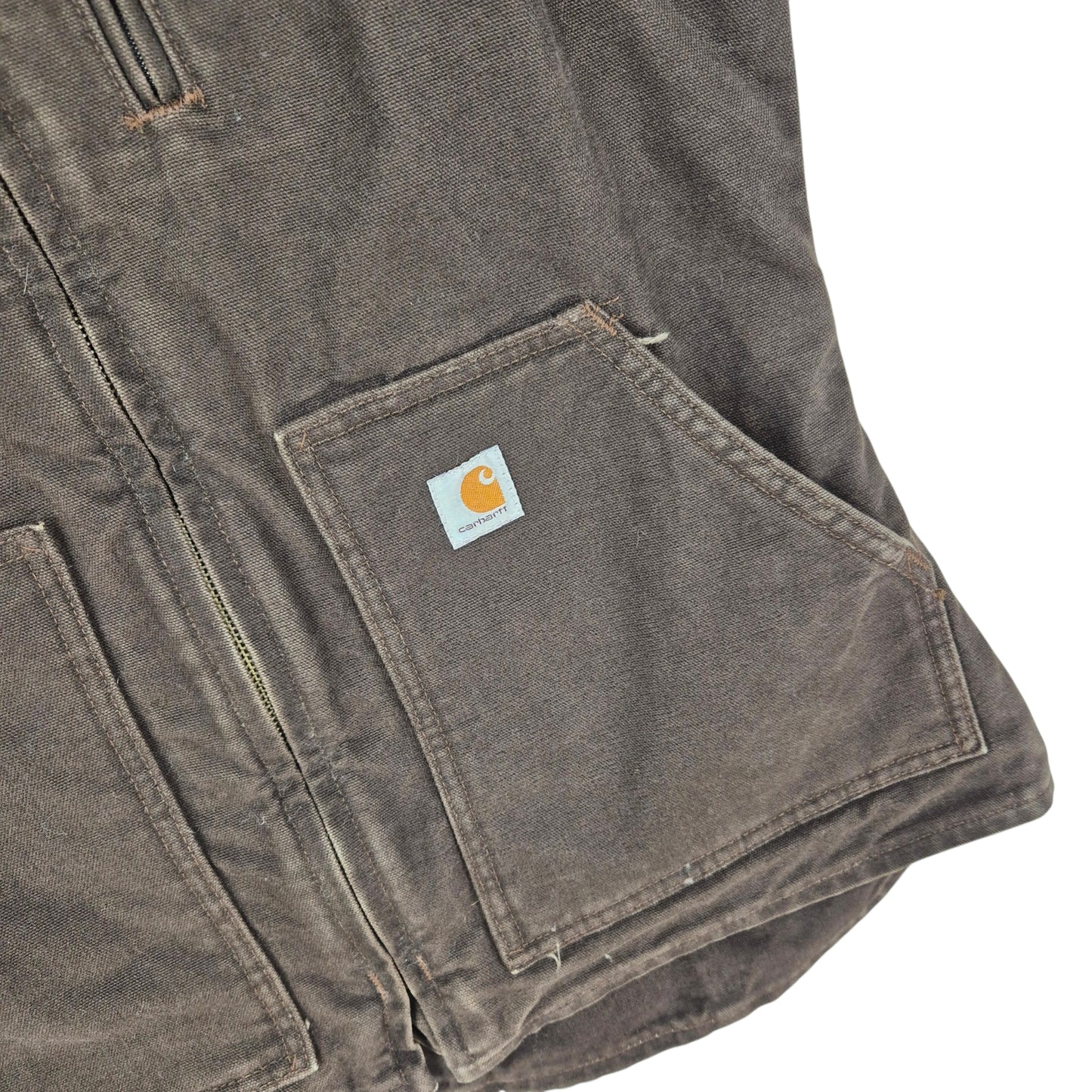 Carhartt Womens Brown Fleece Insualted Heavy Denim Vest Size S