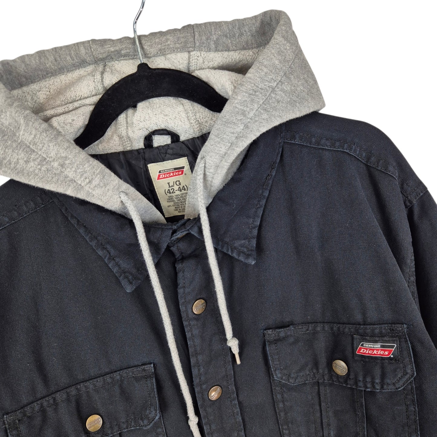 Dickies Black Quilted Button Denim Jacket Size L