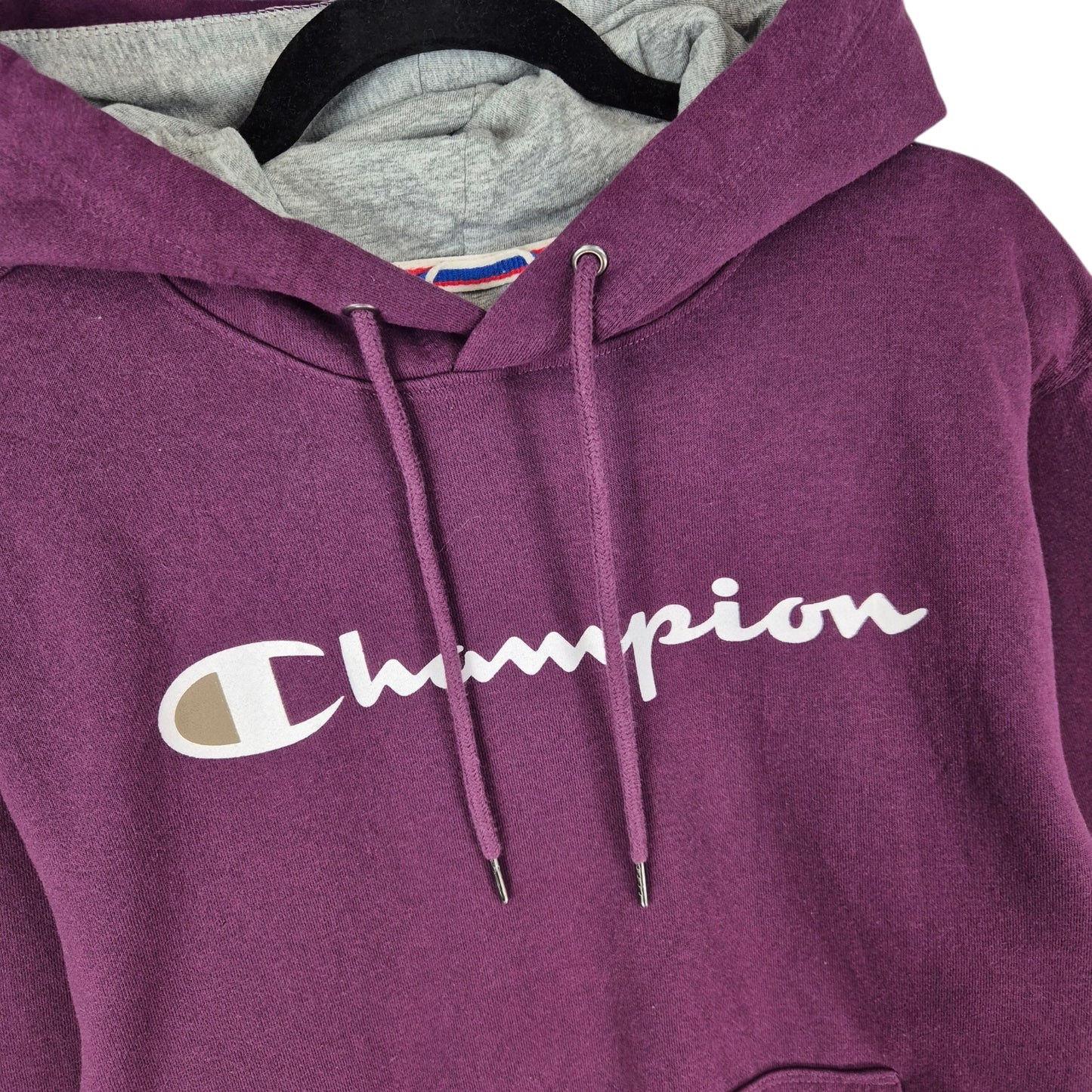 Champion Purple Chest Script Hoodie Size S