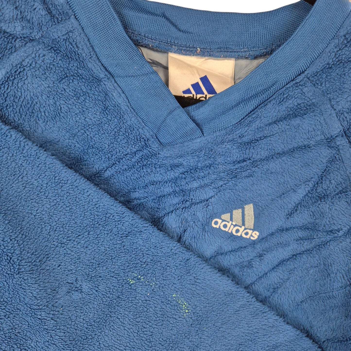 Vintage Adidas 90's Womens Blue V Neck Fleece Jumper Size L