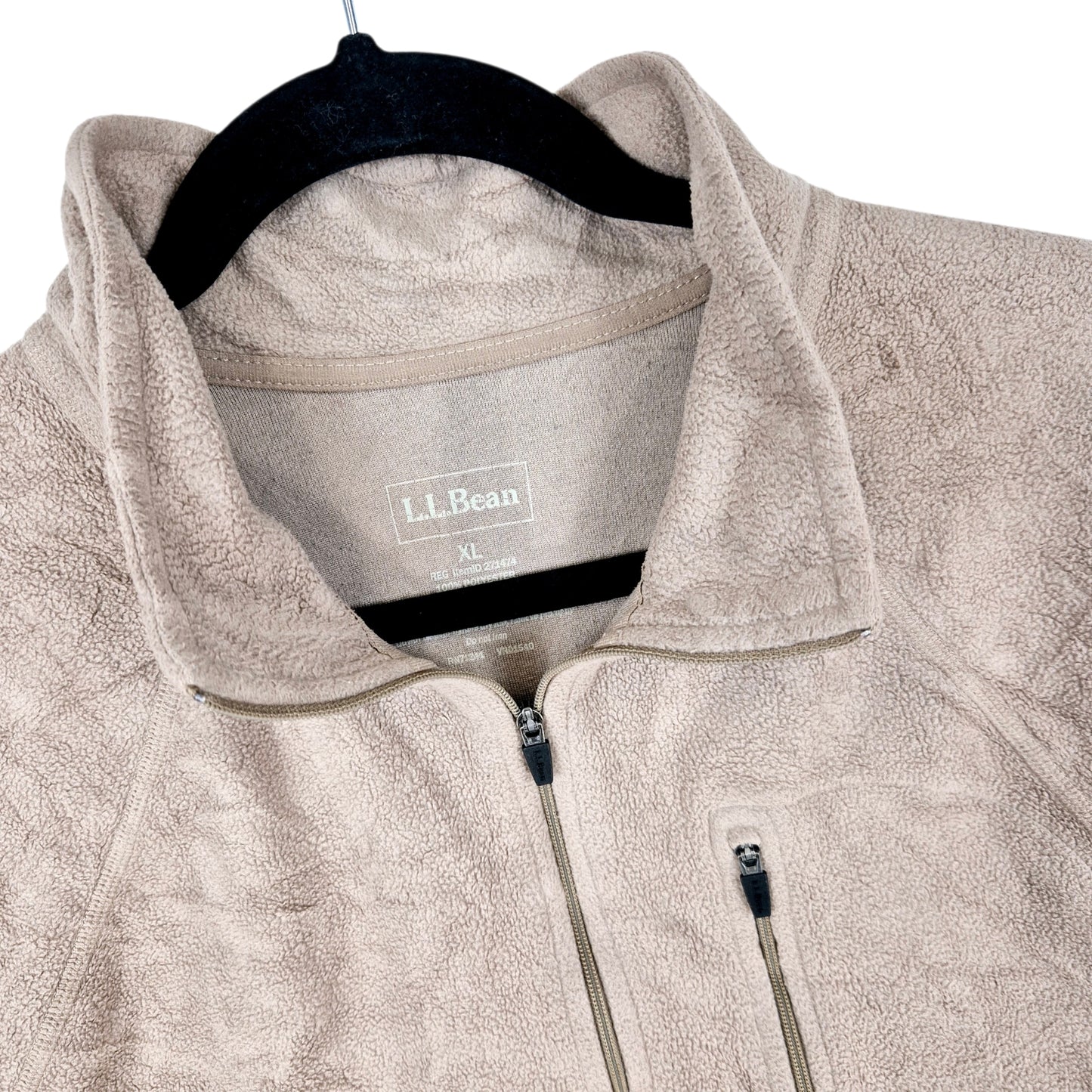LL Bean Light Brown Quarter Zip Fleece Jumper Size XL