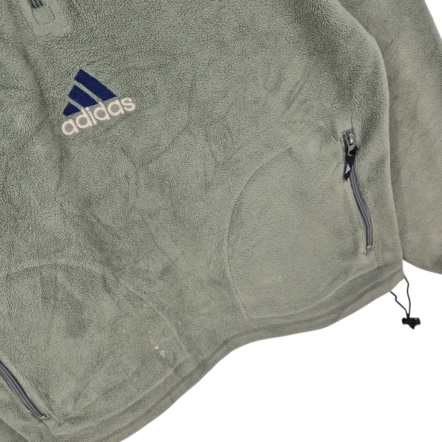 Vintage Adidas 90's Khaki Green Half Zip Fleece Jumper Size L