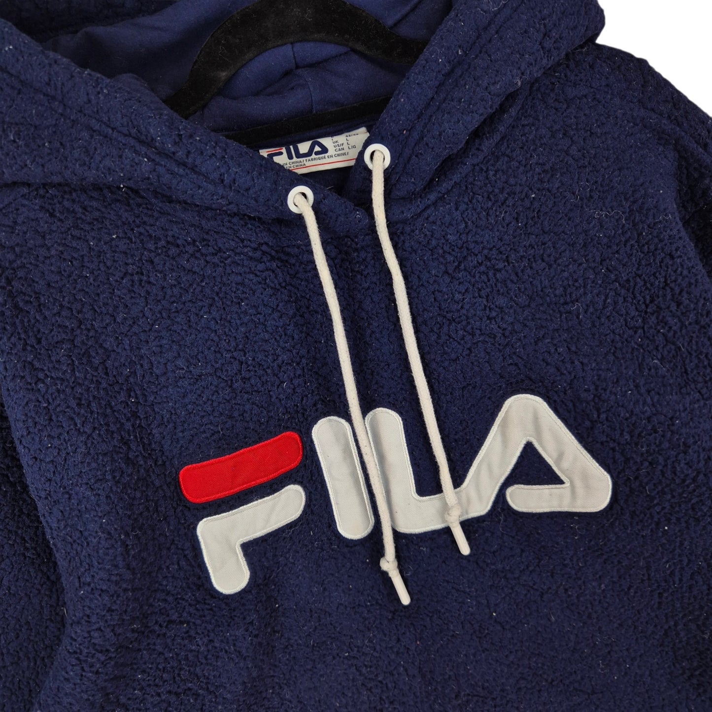 FILA Sport Dark Blue Embroidered Fleece Hoodie Size L