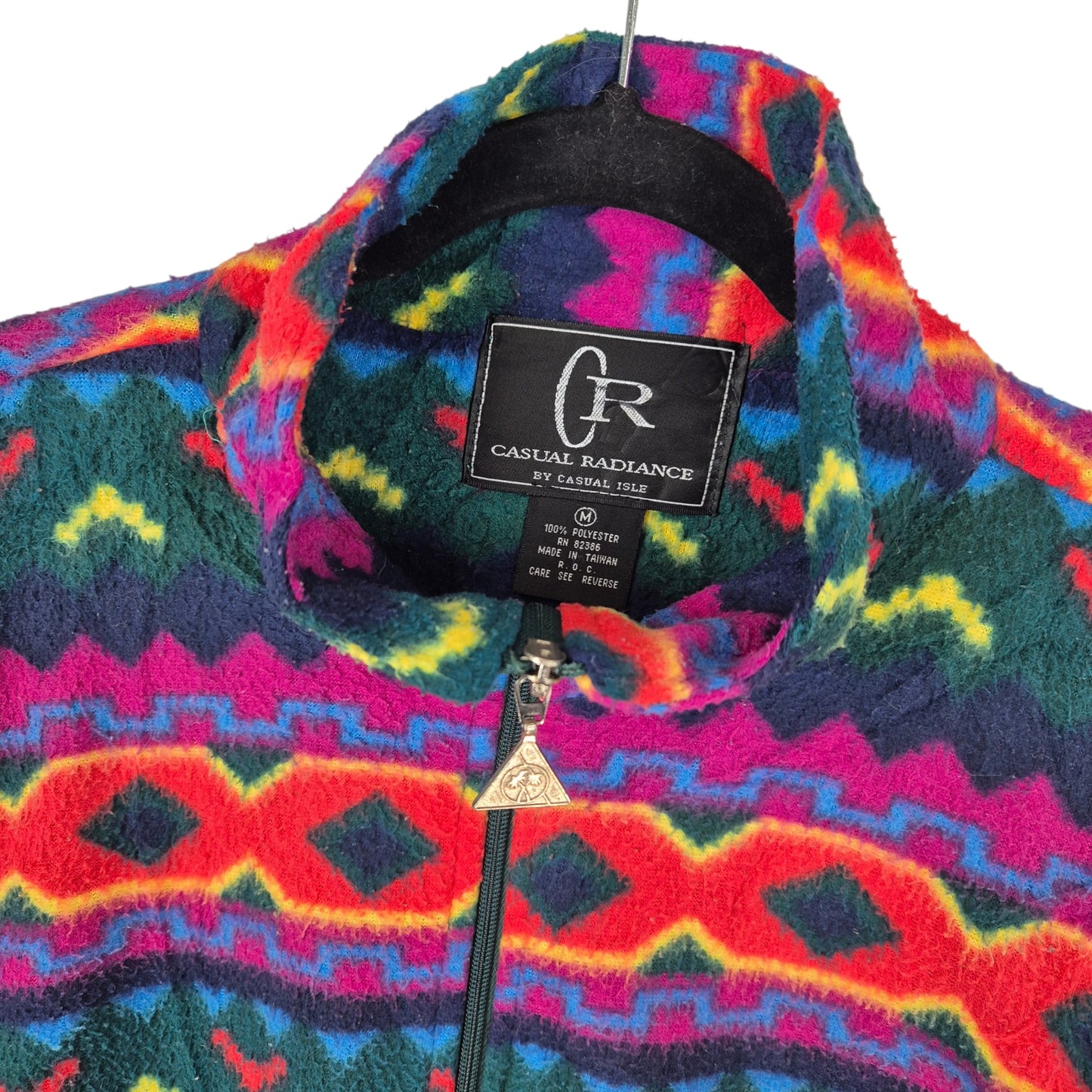 Vintage Casual Radiance 90's Colourful Fleece Zip Jumper Size M
