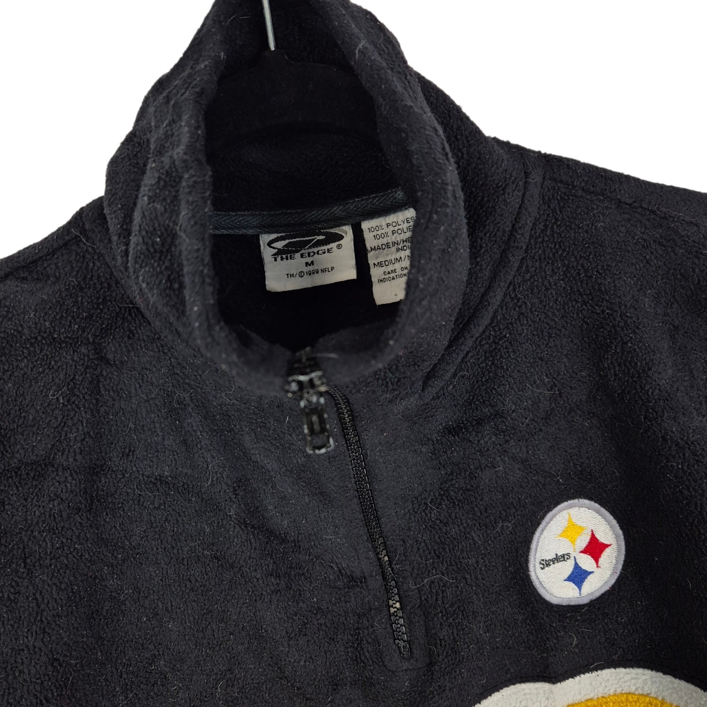 Vintage Pittsburgh Steelers 90's Black Quarter Zip Fleece Jumper Size M