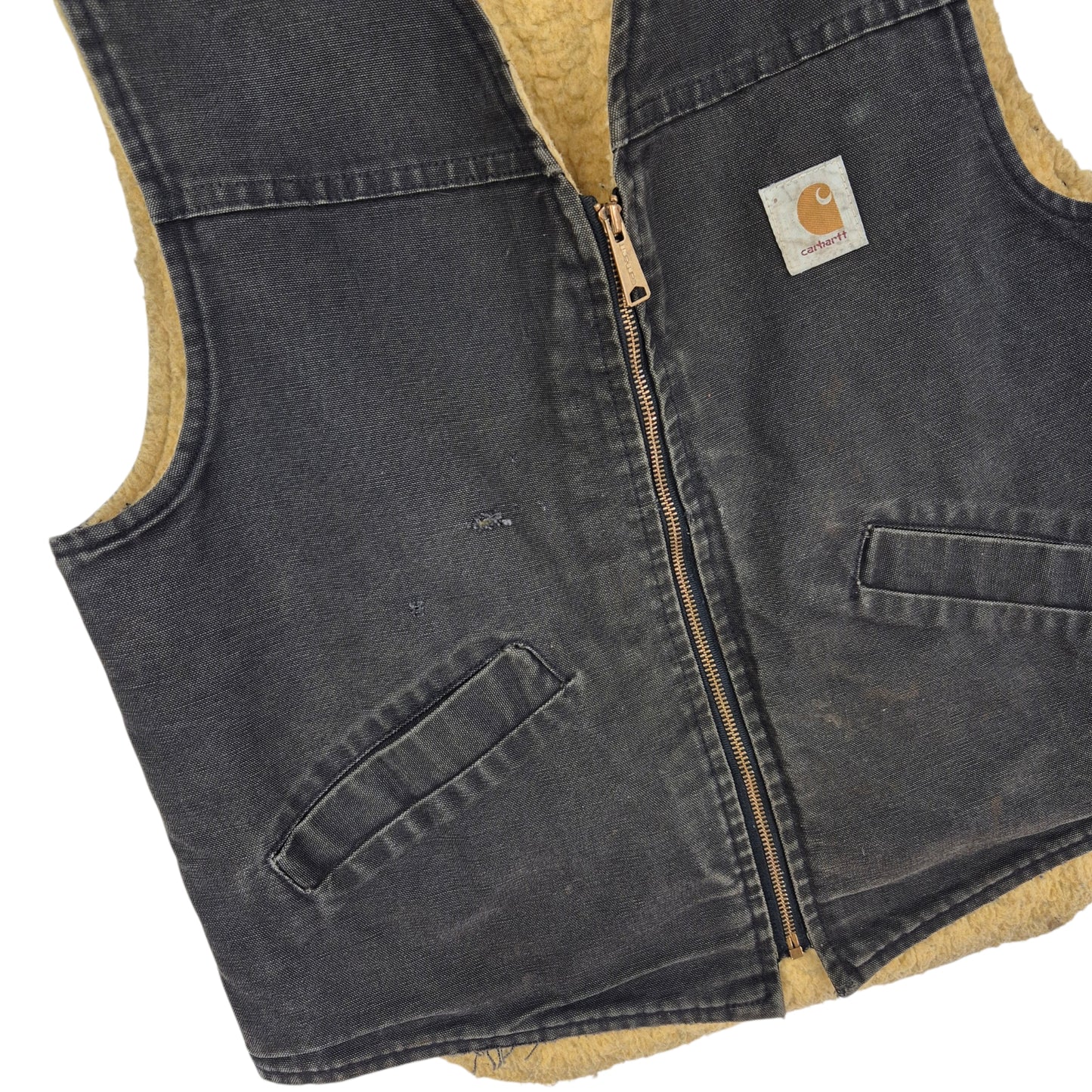Vintage Carhartt 80's Dark Grey USA Made Heavy Denim Vest Size L