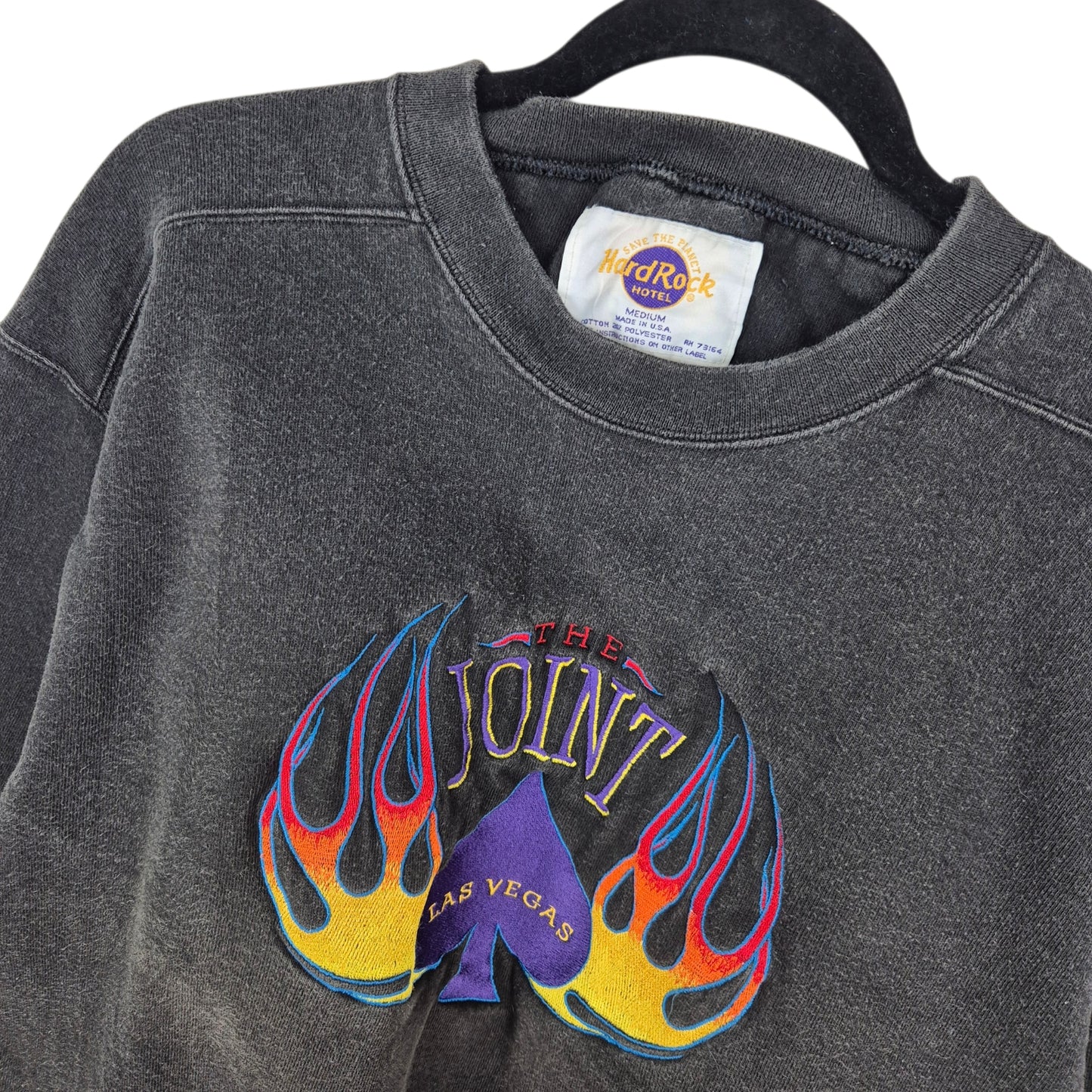 Vintage Hard Rock Cafe Las Vegas 90's Black Embroidered USA Made Sweater Size M