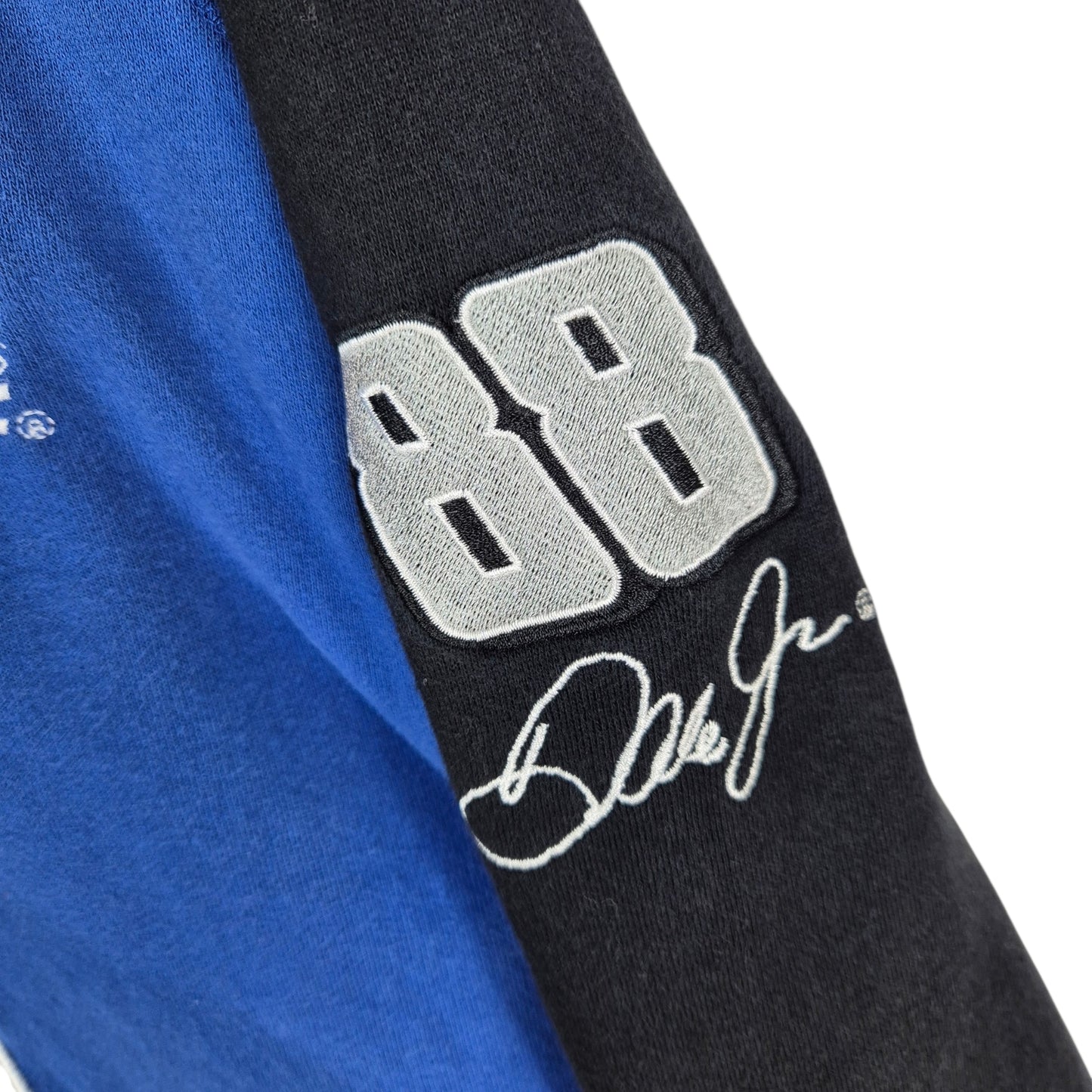 NASCAR Dale Earnhardt JR Black & Blue Heavy Embroidered Zip Hoodie Size 3XL
