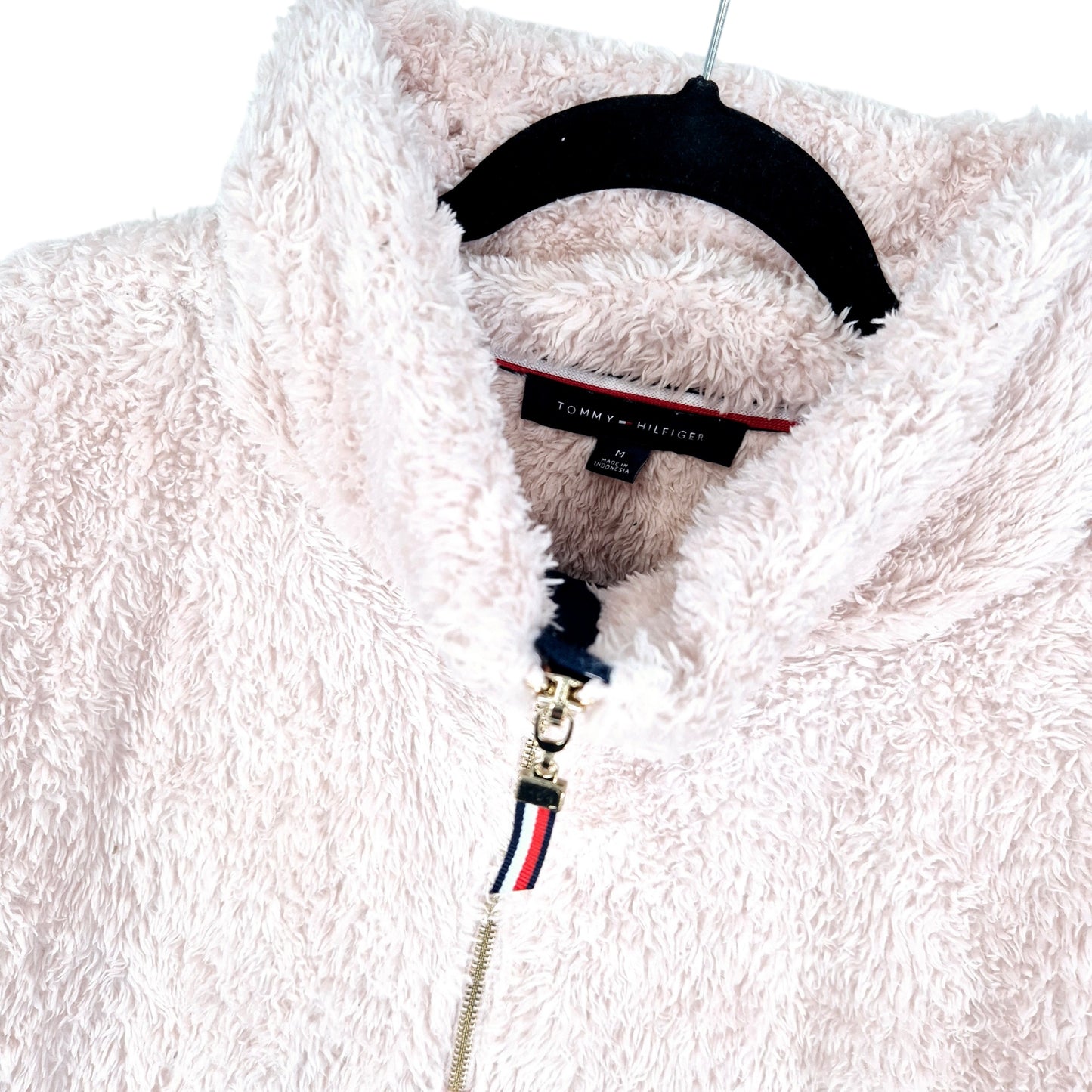 Tommy Hilfiger Womens Light Pink Mink Fleece Half Zip Jumper Size M