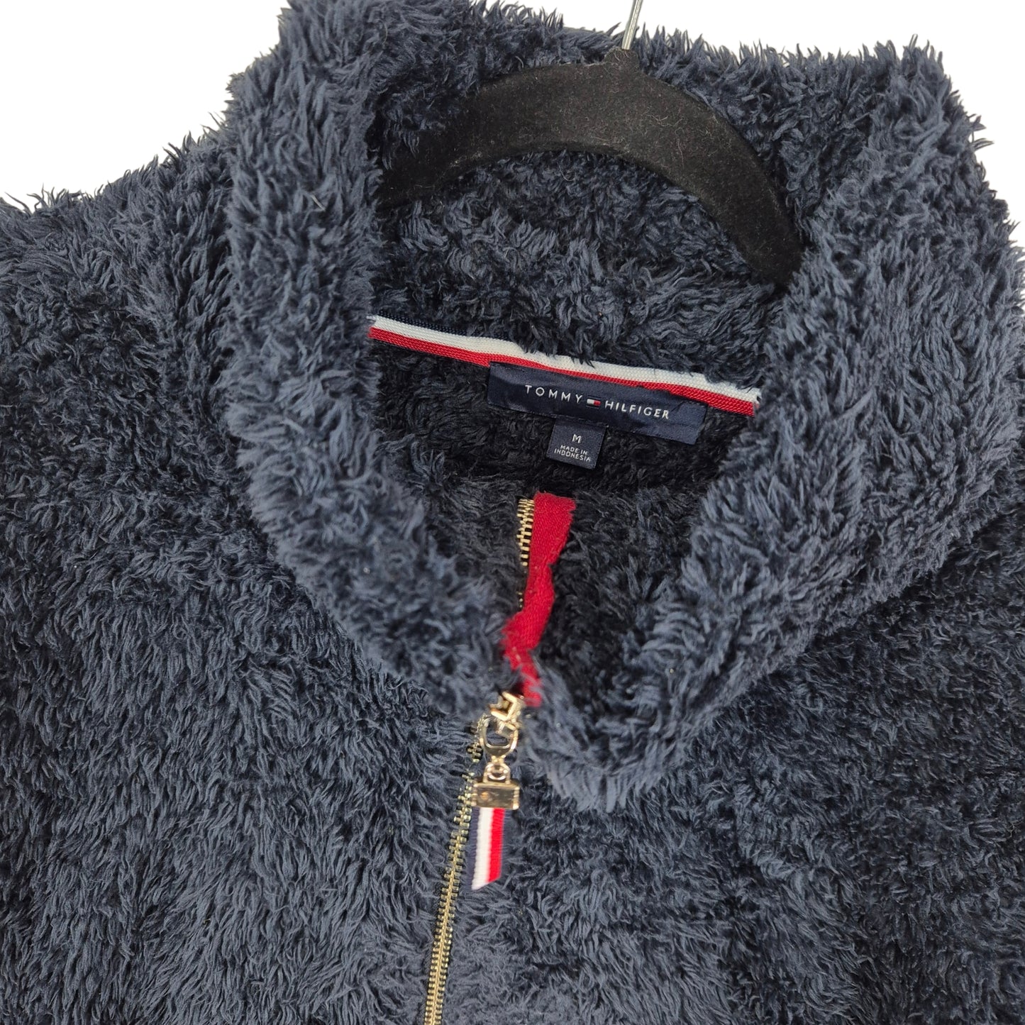 Tommy Hilfiger Womens Dark Blue Half Zip Mink Fleece Jumper Size M