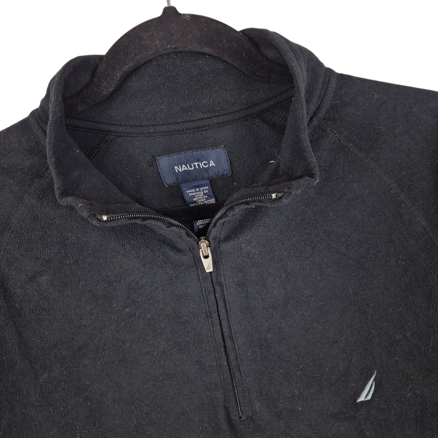 Nautica Black Quarter Zip Fleece Jumper Size L