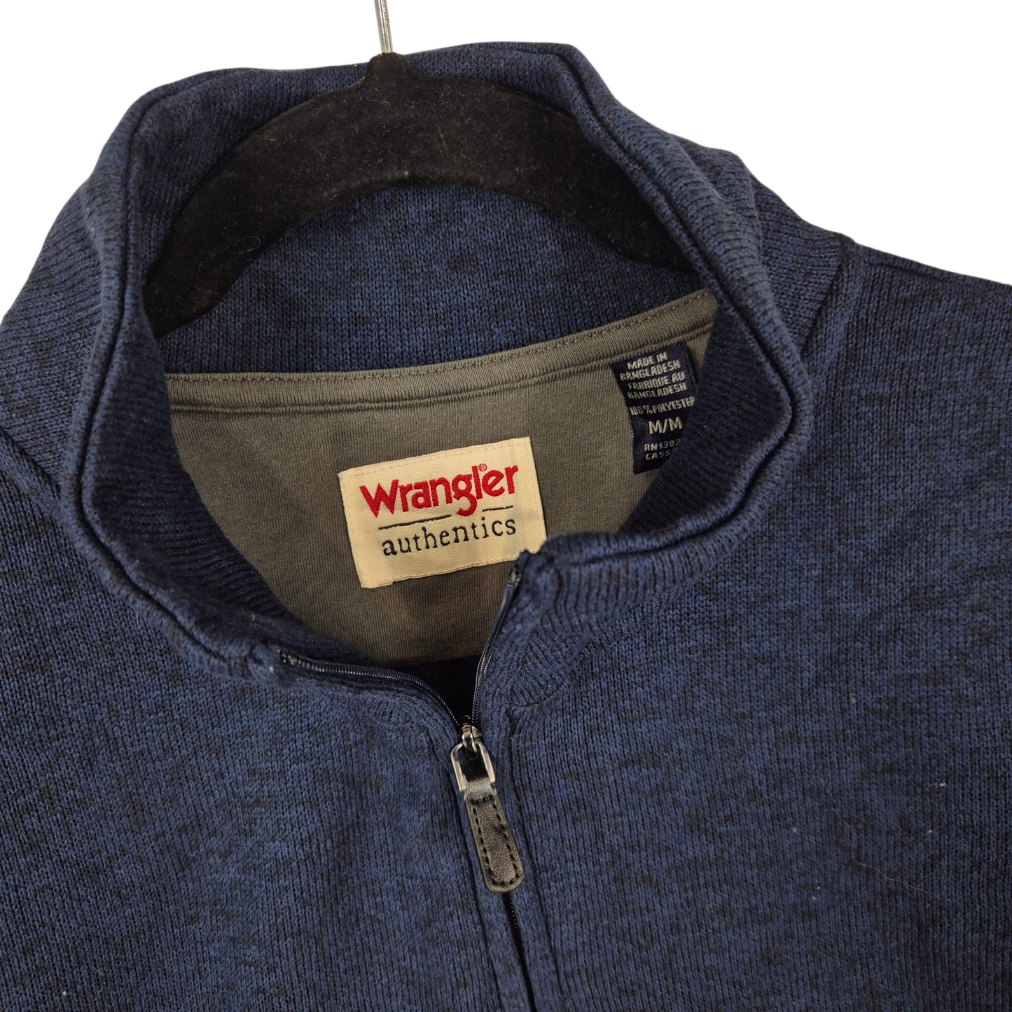 Wrangler Authentics Dark Blue Quarter Zip Fleece Jumper Size M