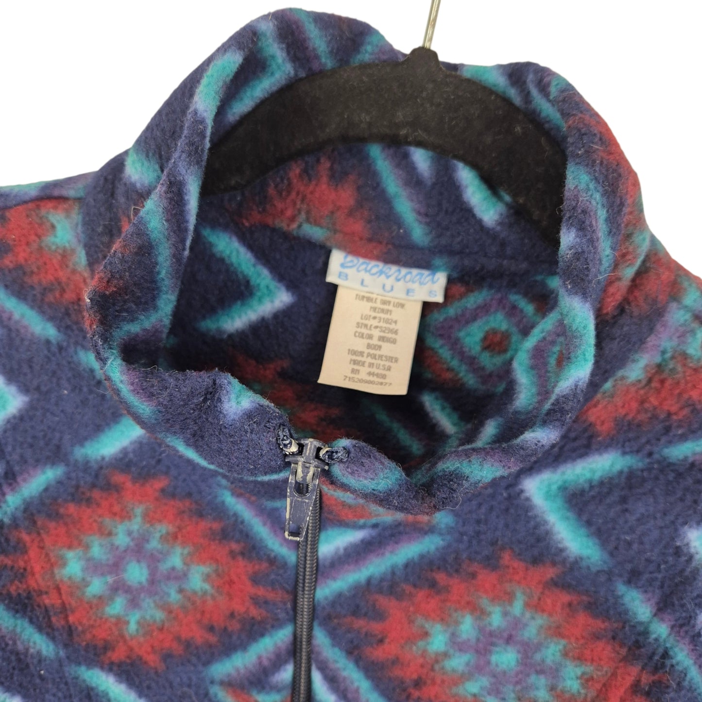 Vintage Backroad Blues 90's Quarter Zip USA Made Fleece Jumper Size M