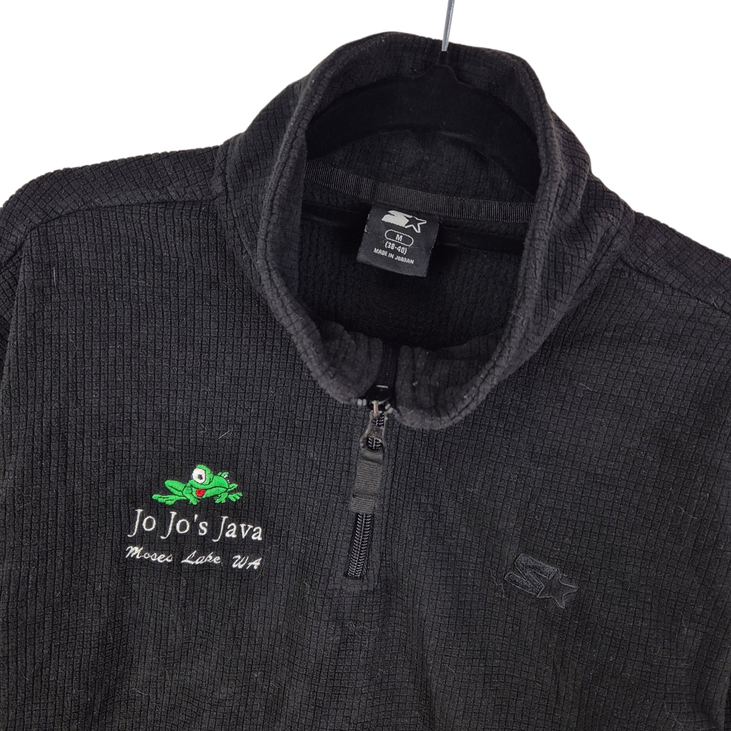Vintage Starter 2000's Black Jo Jo's Java Quarter Zip Fleece Jumper Size M
