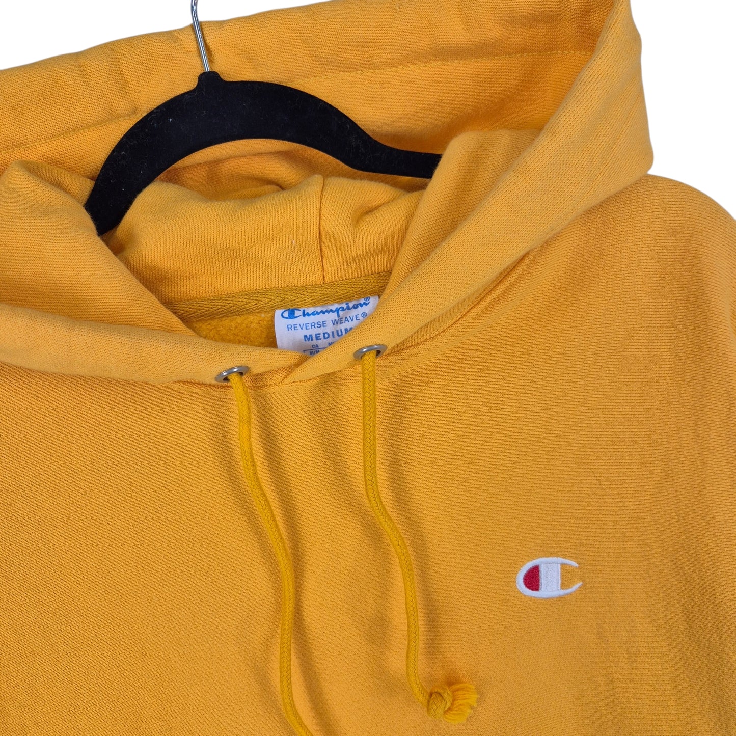 Champion Reverse Weave Yellow Heavy Hoodie Size M