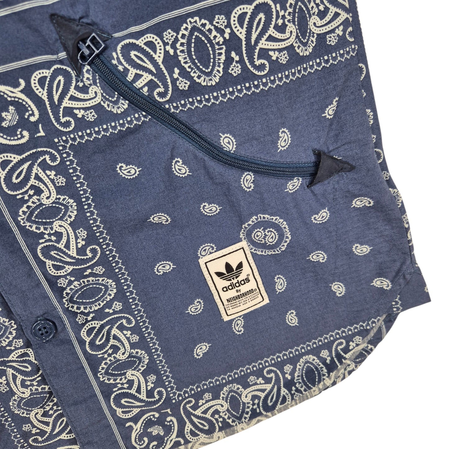 Adidas x Neighborhood Tokyo Dark Blue Short Sleeve Button Shirt Size S