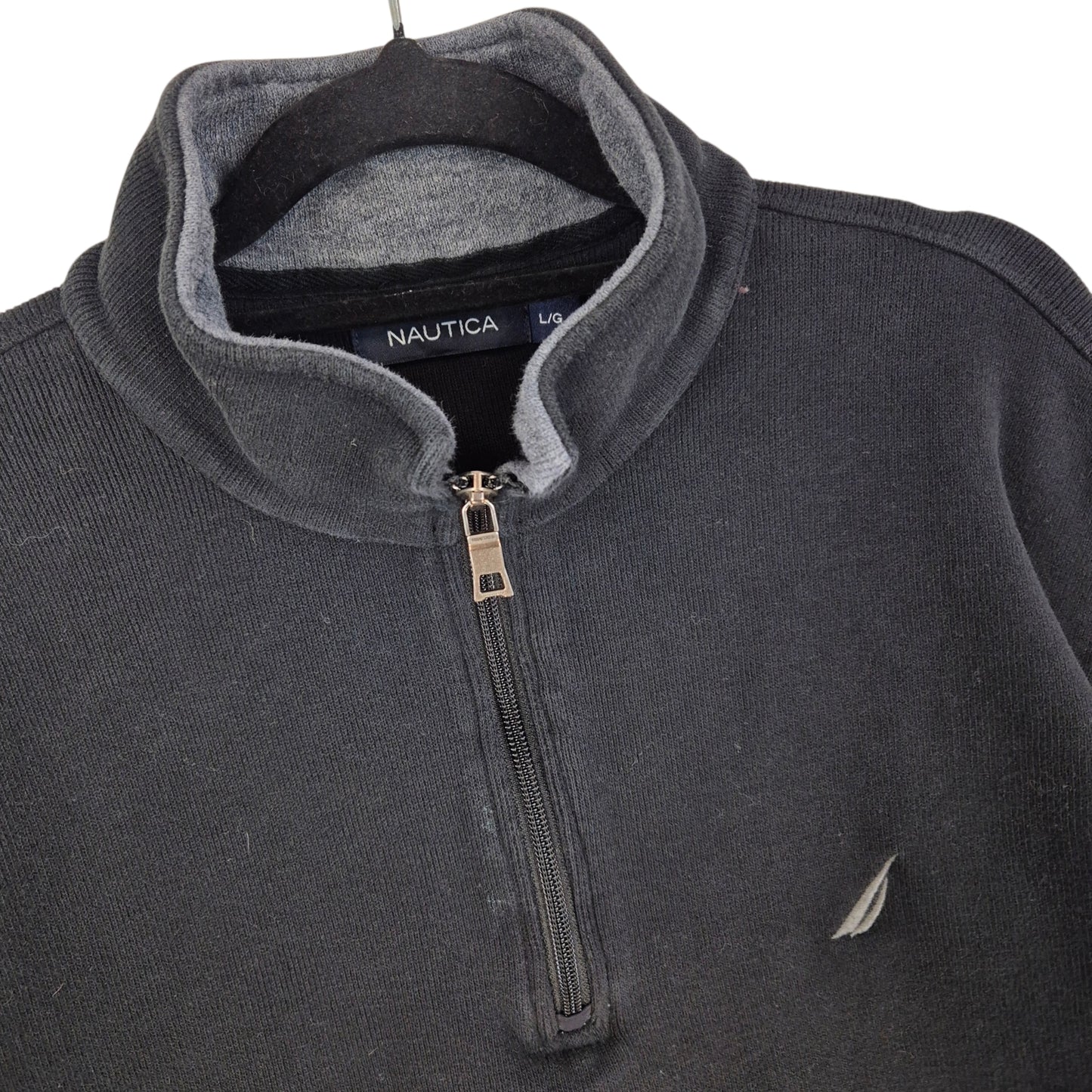 Nautica Black Quarter Zip Sweater Size L