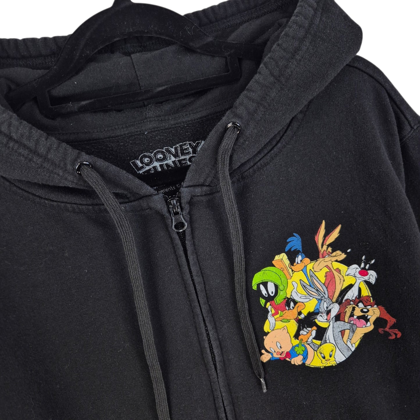 Looney Tunes Black Zip Hoodie Size L