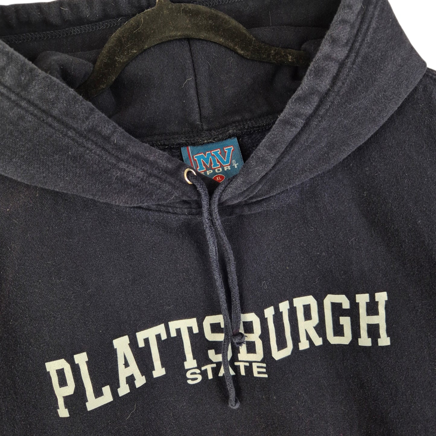 Vintage SUNY Plattsburgh 90's Dark Blue Heavy Hoodie Size XL