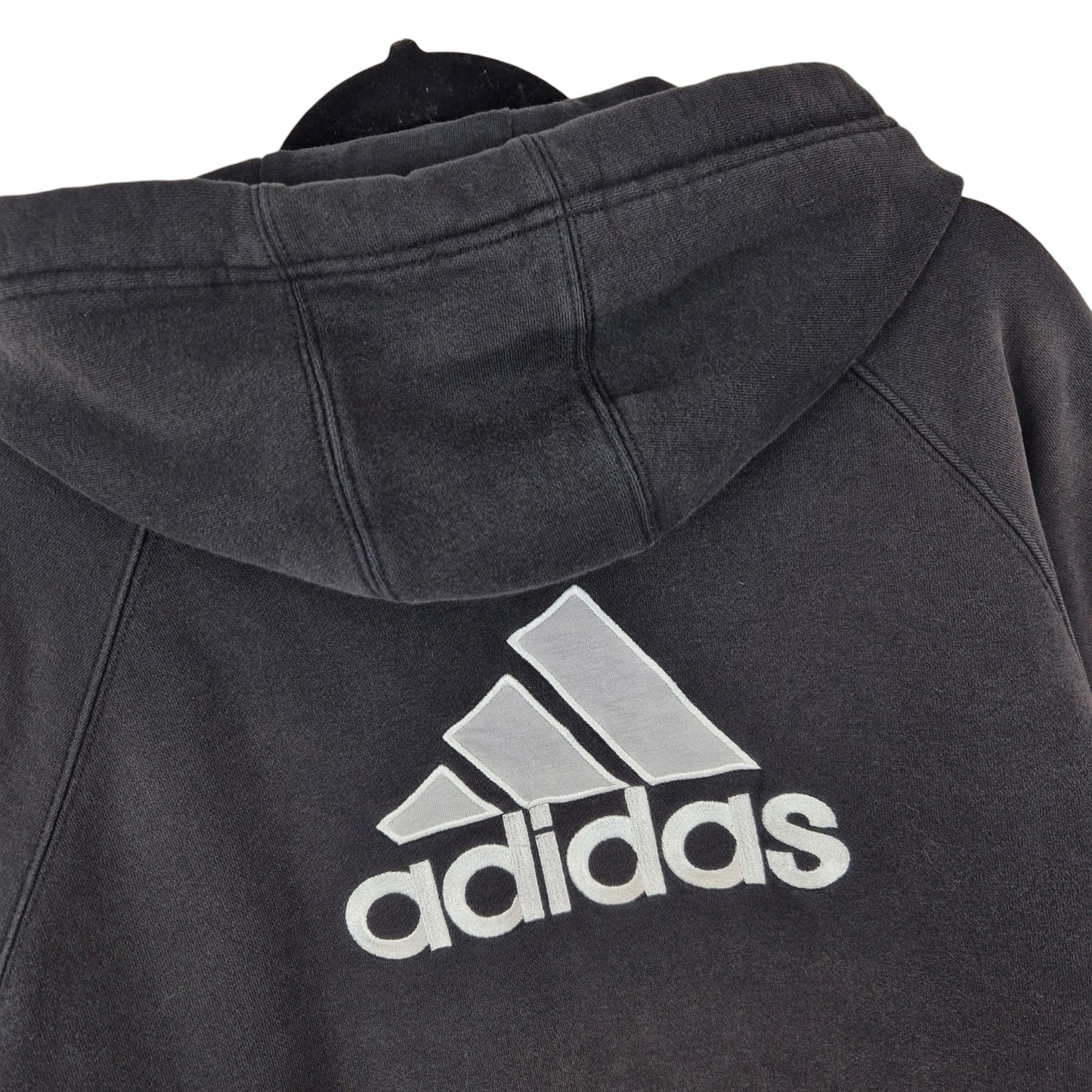 Vintage Adidas 2000's Black Heavy Insulated Embroidered Zip Hoodie Size L
