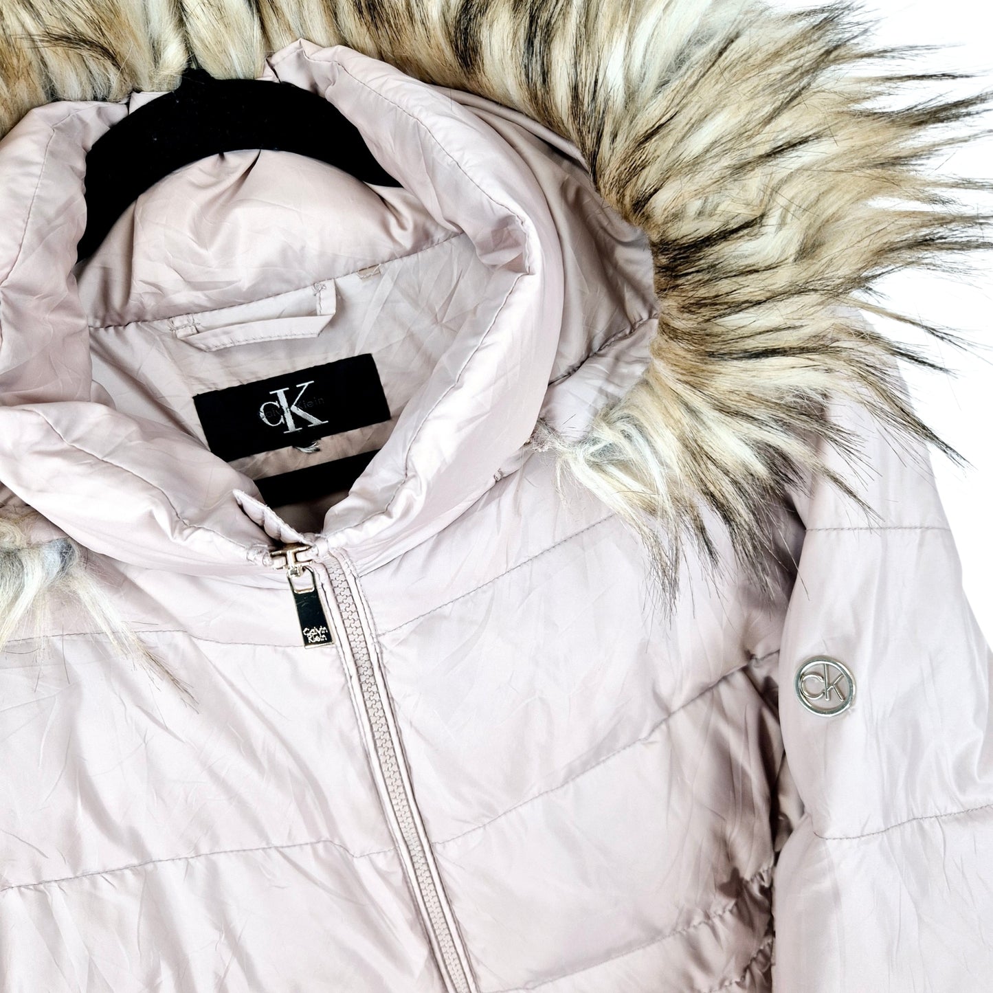 Vintage Calvin Klein Womens Light Pink Puffer Jacket Size 3XL
