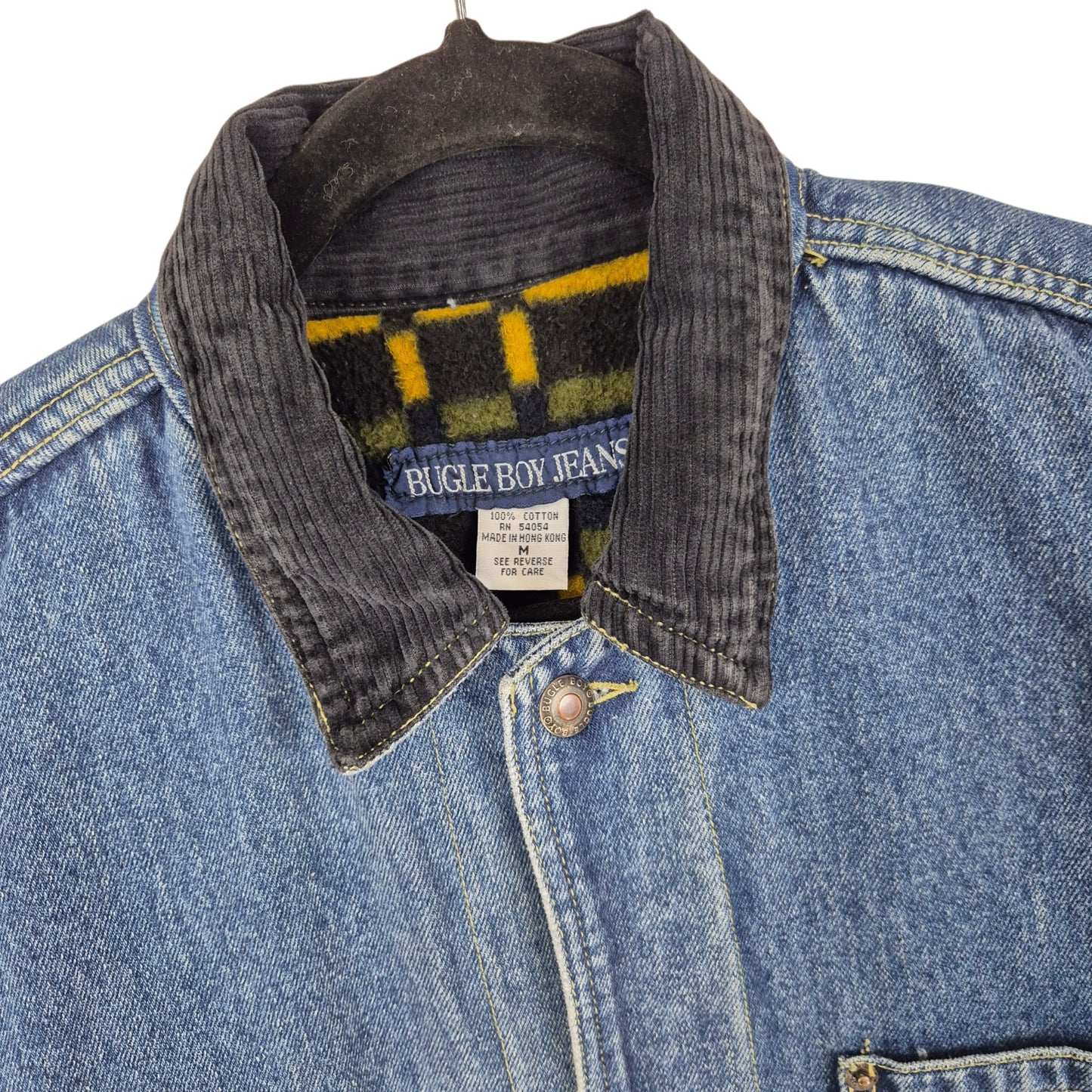 Vintage Bugle Boy Jeans 90's Blue Heavy Fleece Denim Jacket Size M