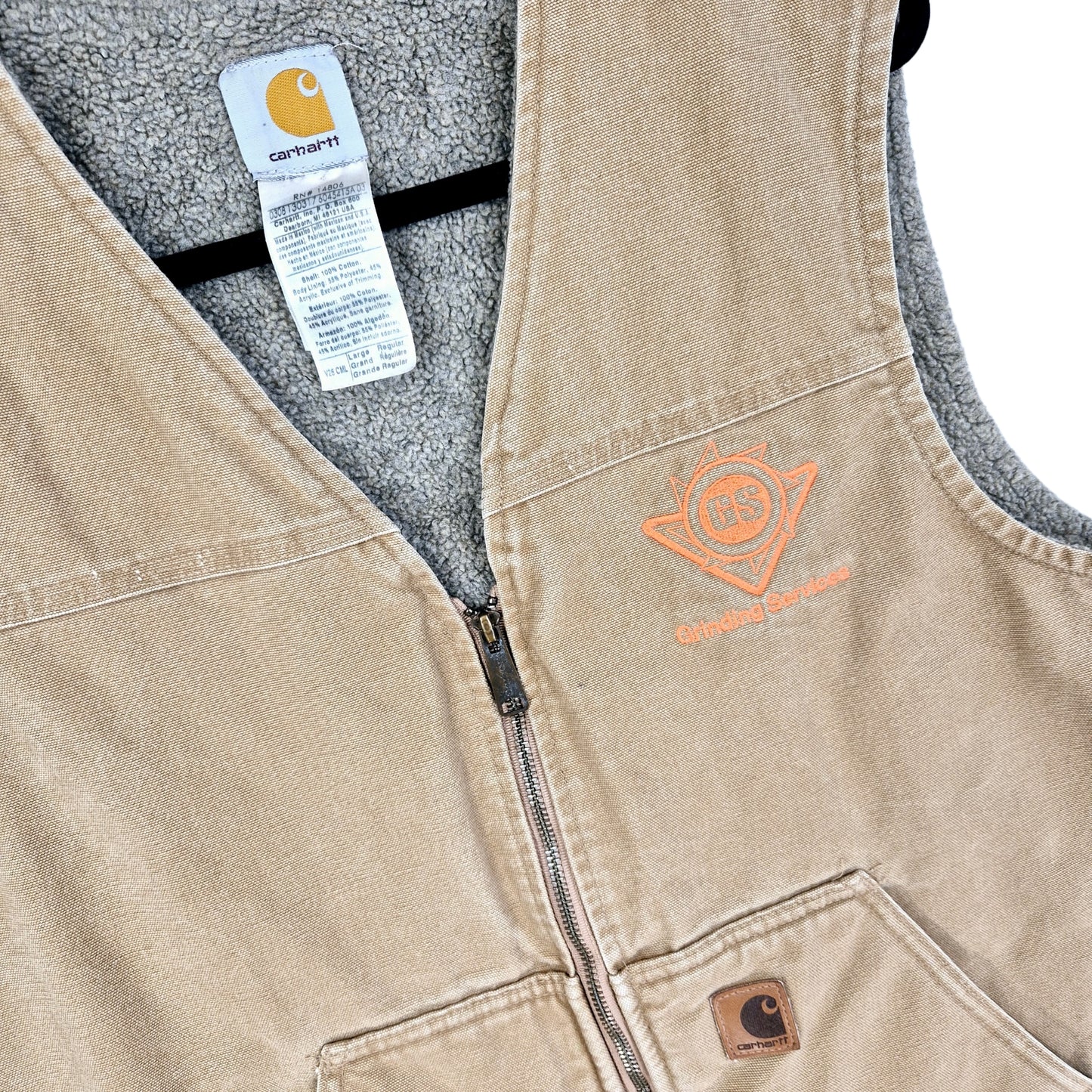 Carhartt Light Brown GS Grinding Services Light Brown Heavy Denim Vest Size L
